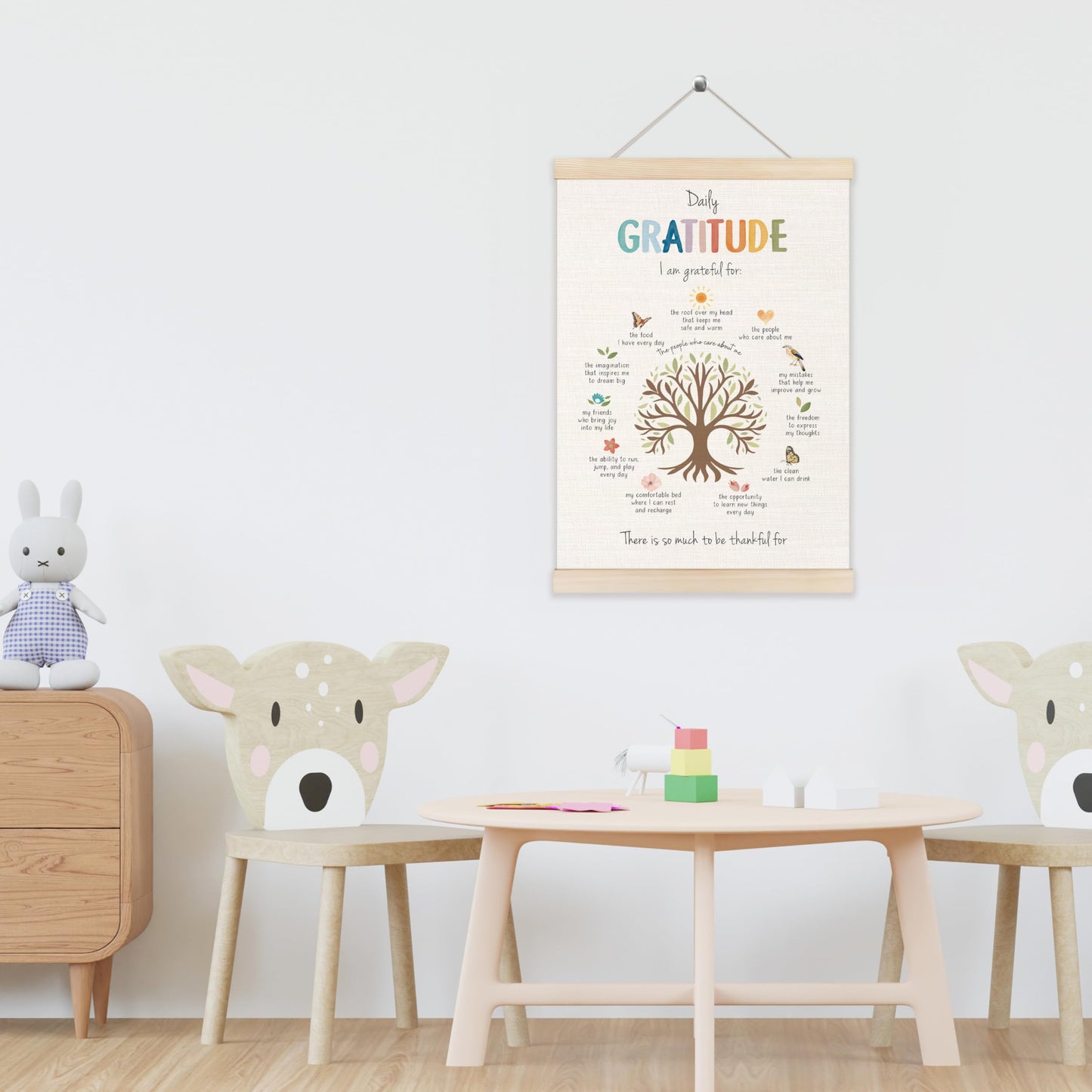 Koesus Daily Gratitude Mental Health Wall Art Poster Hanger Frame 12x16 Inch, Growth Mindset Positive Canvas Pictures Prints Framed Wall Decor for Classroom Therapy School Counselor Office
