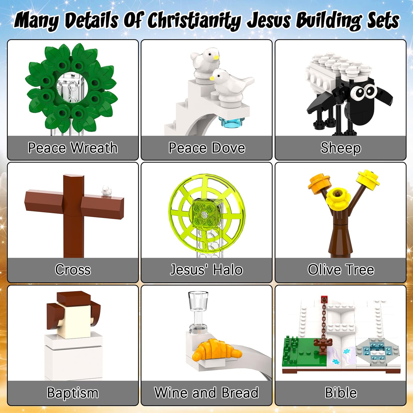 Tenhorses Jesus Building Block Sets, Little Jesus Christ Toy Figures Christianity Decor, Easter Christmas Christian Gifts for Women Men Kids Age 6+.(351PCS)