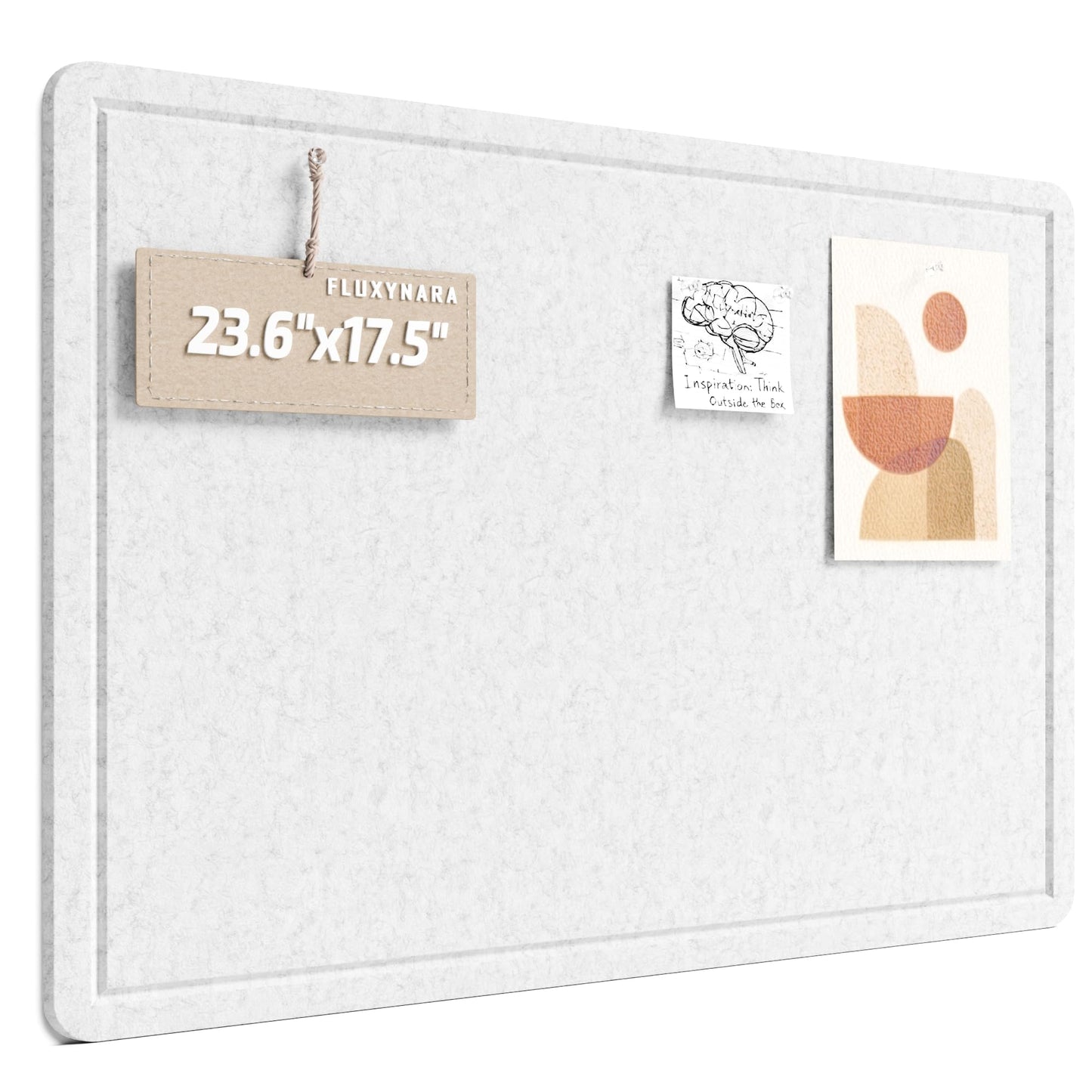 Fluxynara Bulletin Board, 23.6" x 17.5" Cork Board Alternative with 12 Safe Removable Adhesive Tabs, Foldable Felt Pin Board for Home Office, Classroom, Bedroom,Entryway for Walls—Light Gray