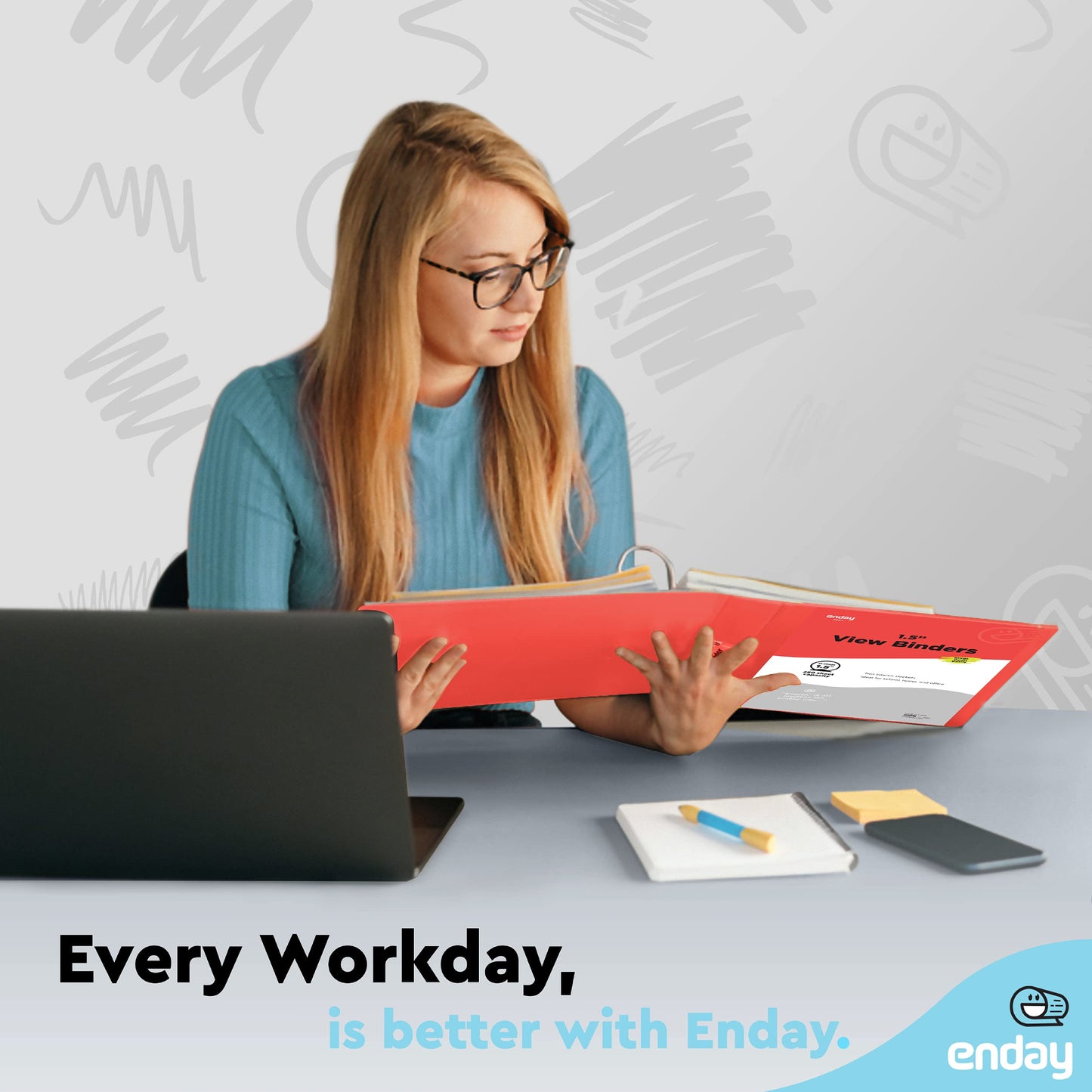 Enday 3 Ring Binder 1.5 Inch, Red Heavy Duty Three Ring Binder, 325 Sheets Capacity - 1.5 Inch Binder for Home School and Office