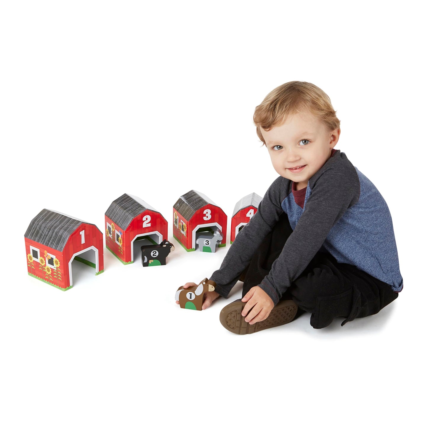Melissa & Doug Nesting and Sorting Barns and Animals with 6 Numbered Barns and Matching Wooden Animals
