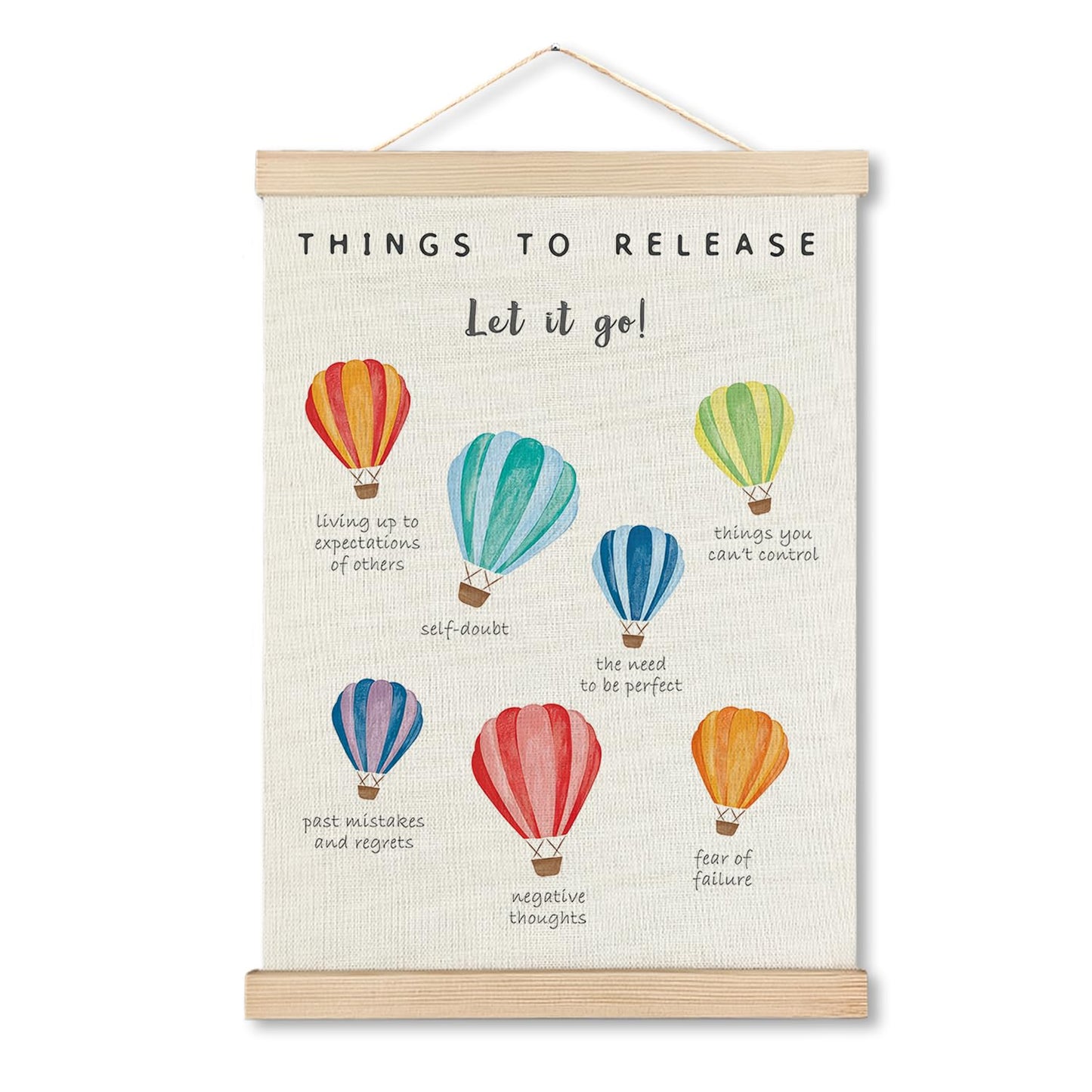 IAFQWDS Things To Release Mental Health Wall Art Hanging Poster Framed, Inspirational Anxiety Relief Quotes Wall Decor Prints for Classroom Therapy Counselor Office Calm Down Corner, 12x16 Inch
