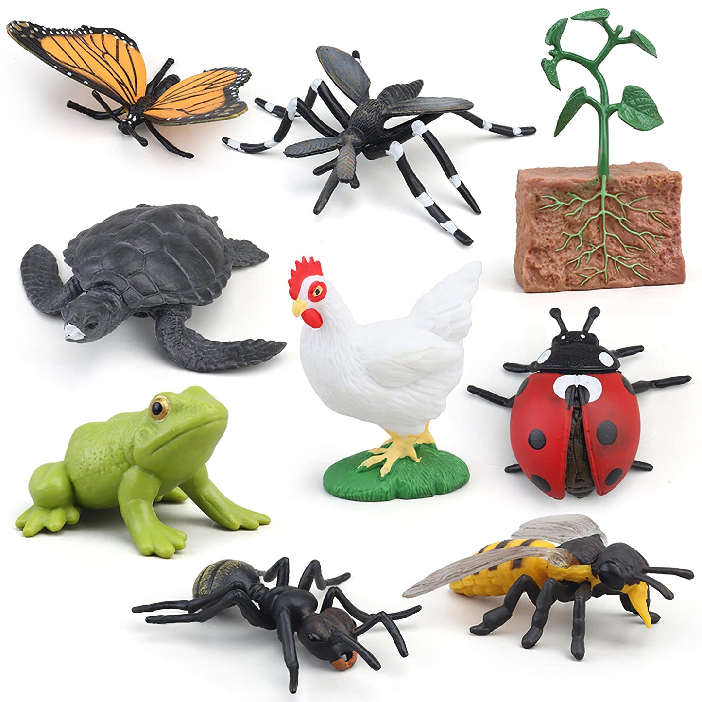 MIKNEKE Montessori Life Cycle Animal Figures with Flash Cards, Realistic Animal Figurines Toy, Educational Matching Game for 3+ Year Old Toddlers Kids (Mosquito)