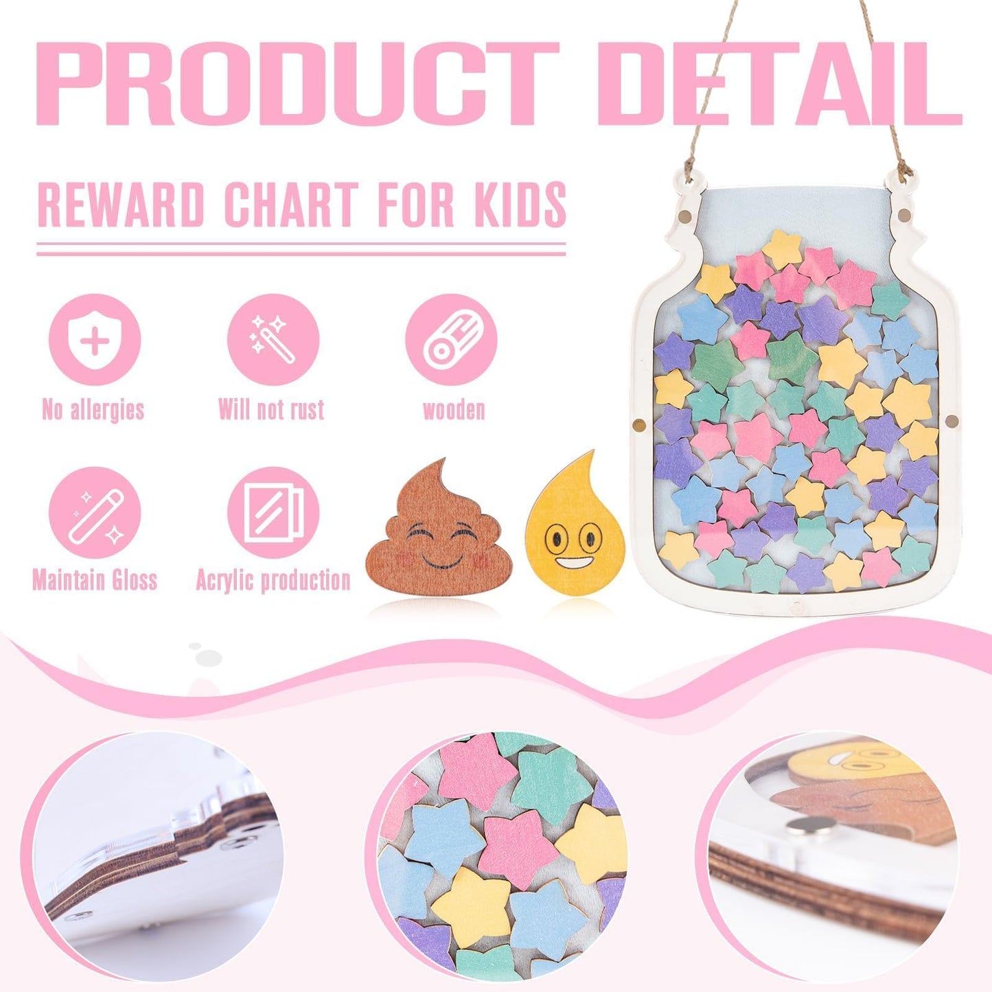 102 PCS Stars Reward Jar for Kids Large Reward Chart for Toddlers Reward System Behavior Chart for Kids Back to School 9.84" X 13" Incentive Jar for Boys Girls Class Students Behavior Management Tools
