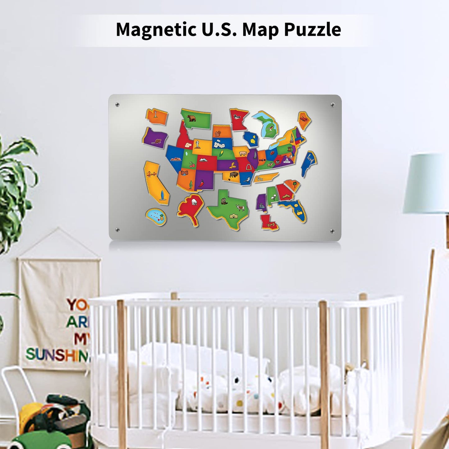 2Pack Magnetic Board,17.1" x 11.8" Magnet Display,for Magnets and Bulletin Board,Suitable for Wall, Refrigerator, Compartment, Cabinet etc,Comes with Dual Lock Tape for Easy Hanging (Silver)