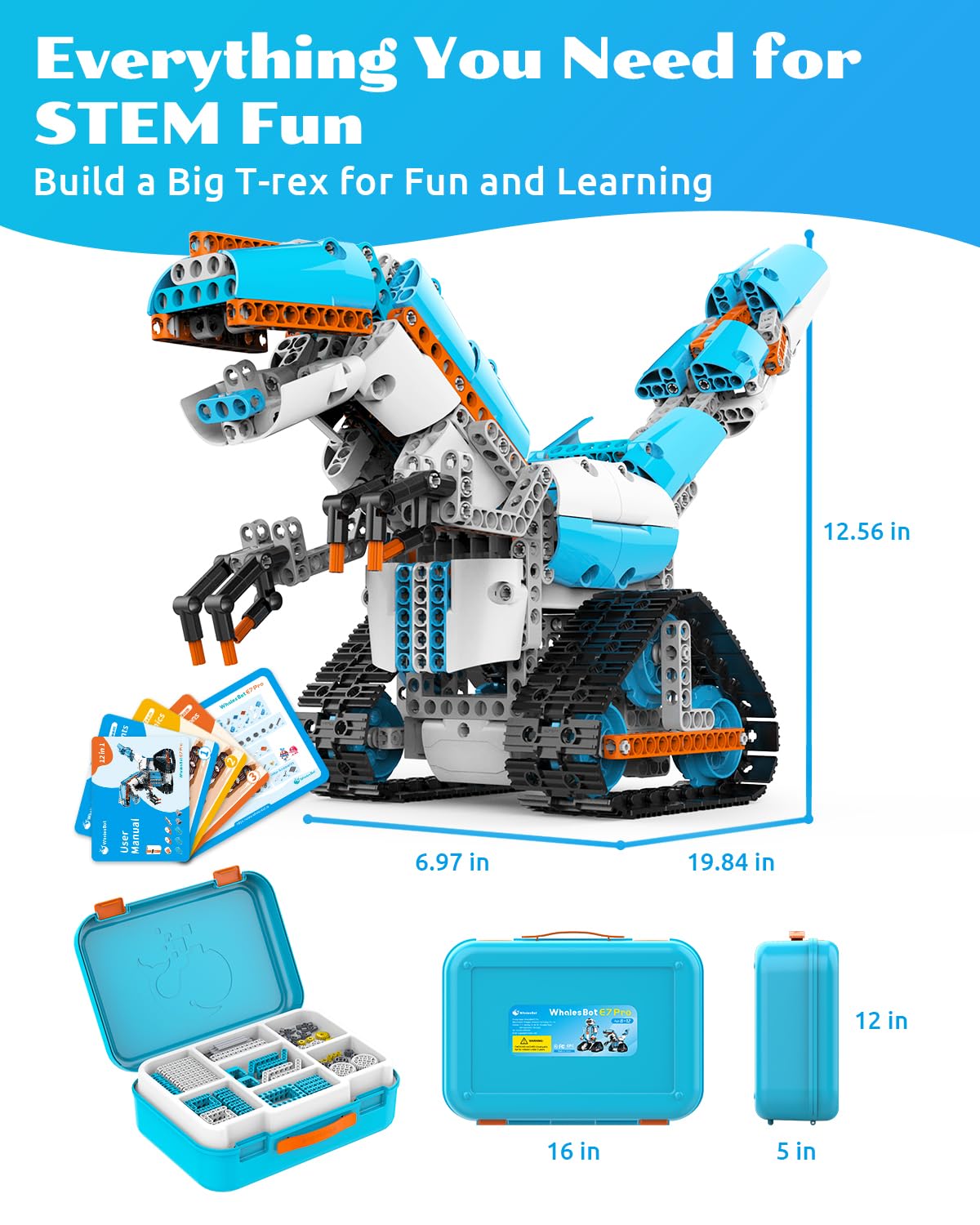 WhalesBot E7 Pro Coding & Remote Control Robot Kit for Kids 8+, Scratch & Modular Programming, Educational Engineering Science Toy Set with Smart Controller/Sensors/Motors for Kids Ages 8-12, 12-16