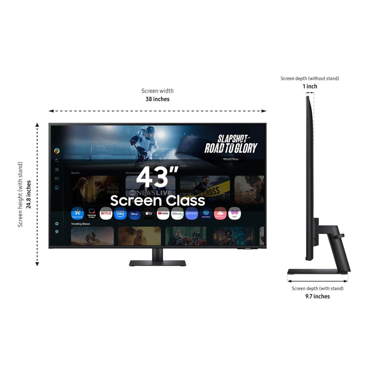 Samsung 43” Smart Monitor M7 (M70F) 4K UHD Display, Samsung Vision AI, Smart TV Apps, Gaming Hub, USB-C, HDMI and USB-A, Black, LS43FM702UNXZA, 2025