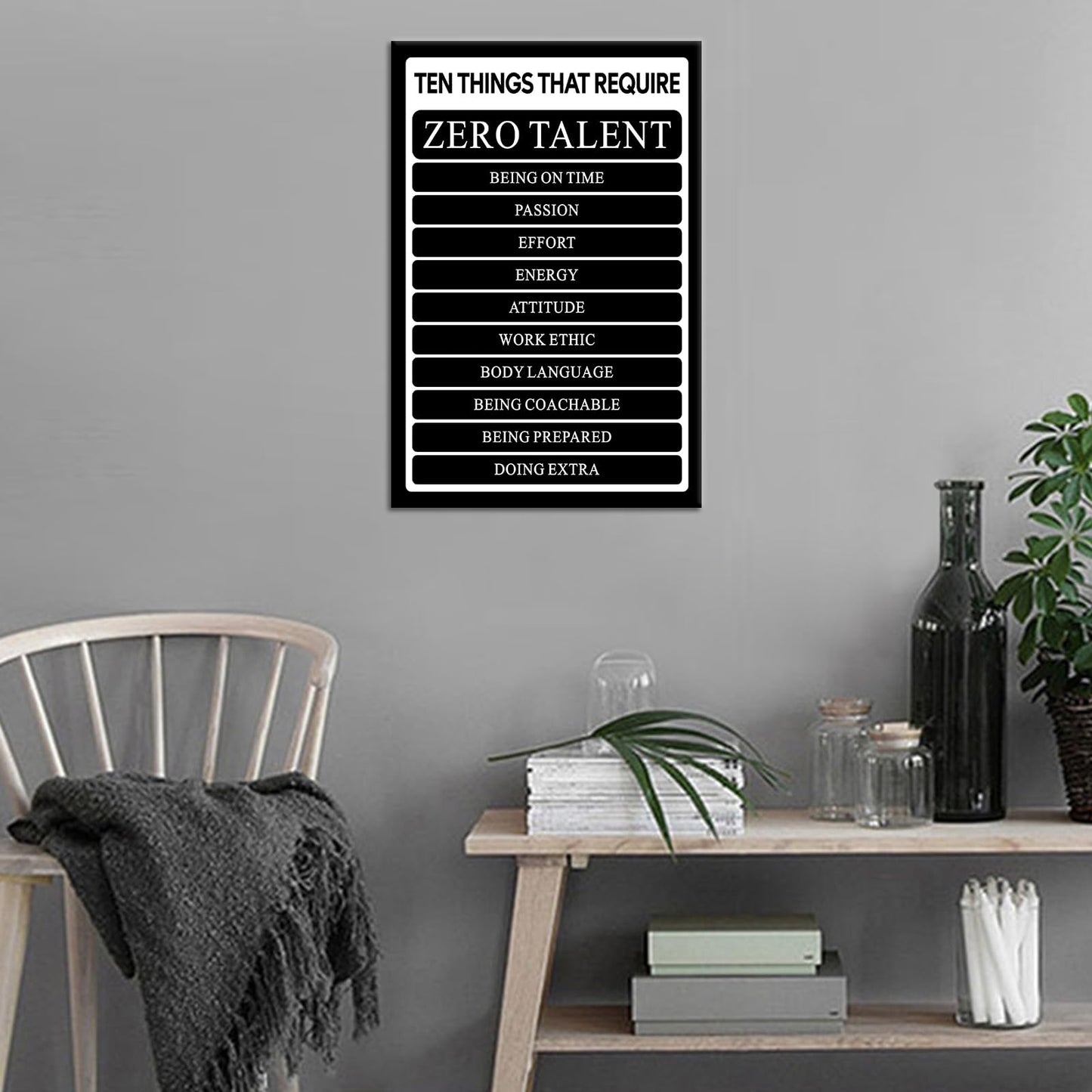 GYMHYSP Motivational Canvas Wall Art 12x18 Inch,Inspirational Ten Rules Quotes Print, Positive Affiramed Poster Decor Artwork for Home Gym Office Bedroom Framed Ready to Hang