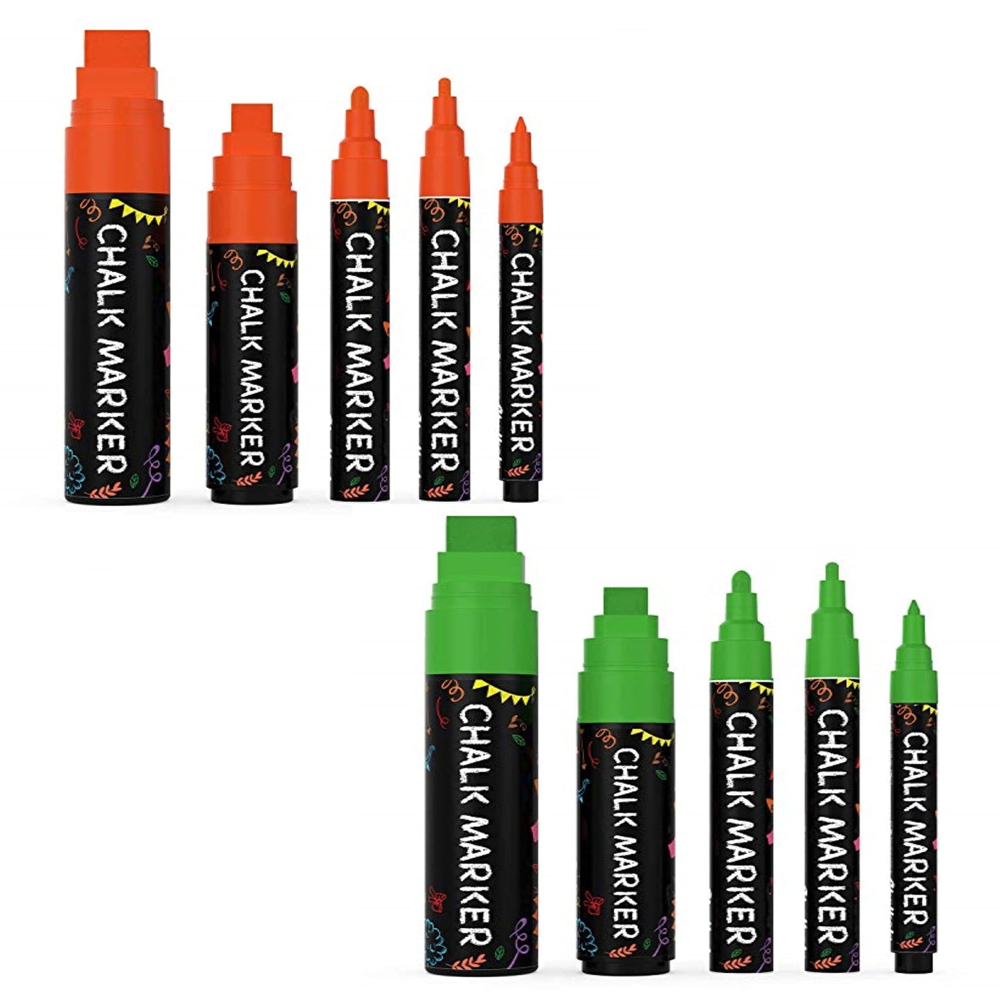 Chalkola Fun Art Bundle - 5 Orange Variety + 5 Green Variety