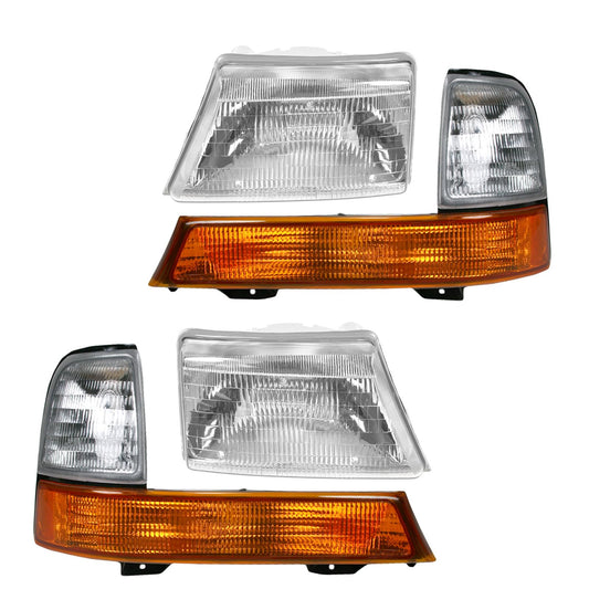 TRQ Headlight Assembly Set for 1998-2000 Ford Ranger - Includes Driver & Passenger Lights, Model LKA87006