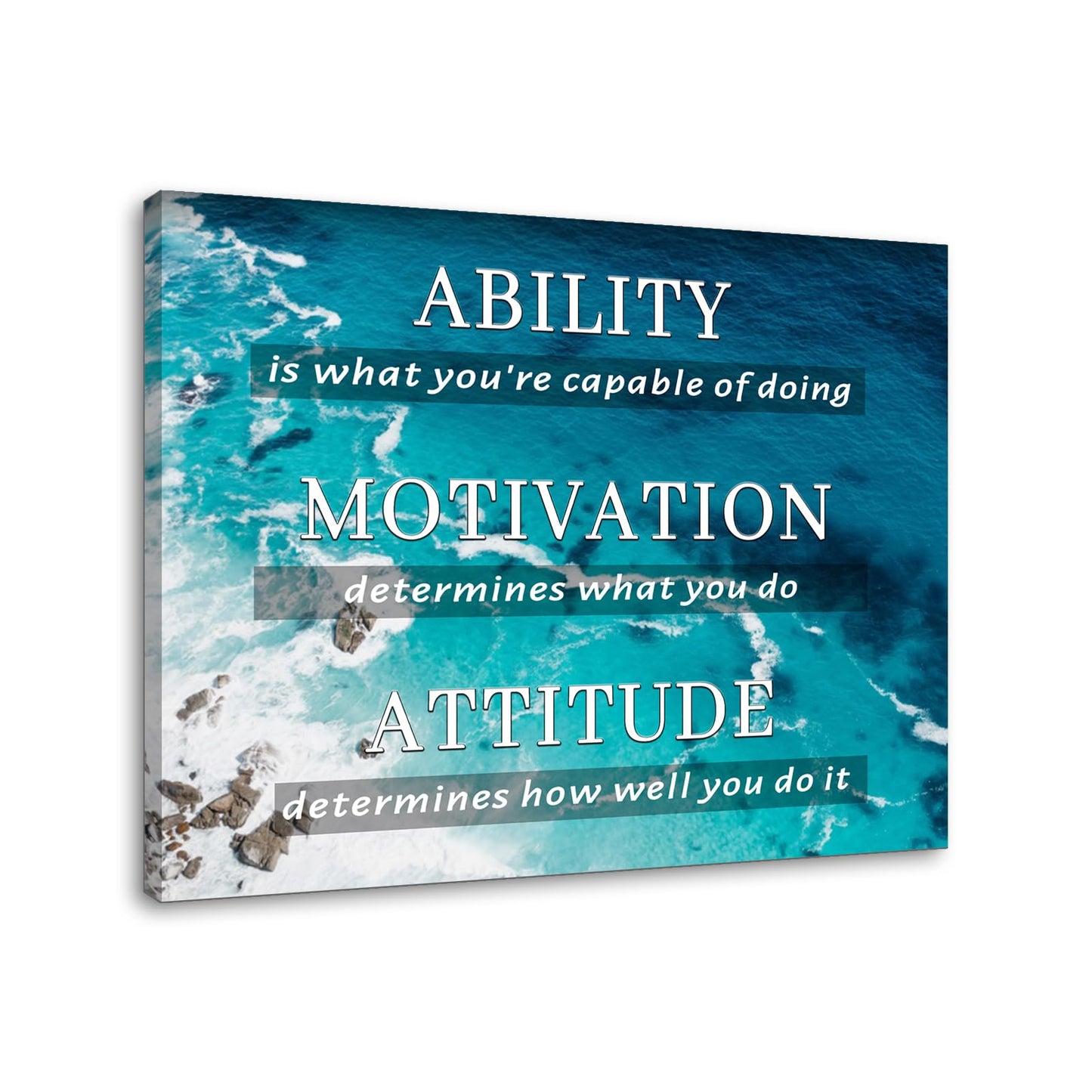 YSPCSUN Inspirational Posters for Office, Ability Motivation Attitude Canvas Poster Single Panel Wall Decor for Home Office Dorm Classroom, Framed Canvas Art, 24x18inch
