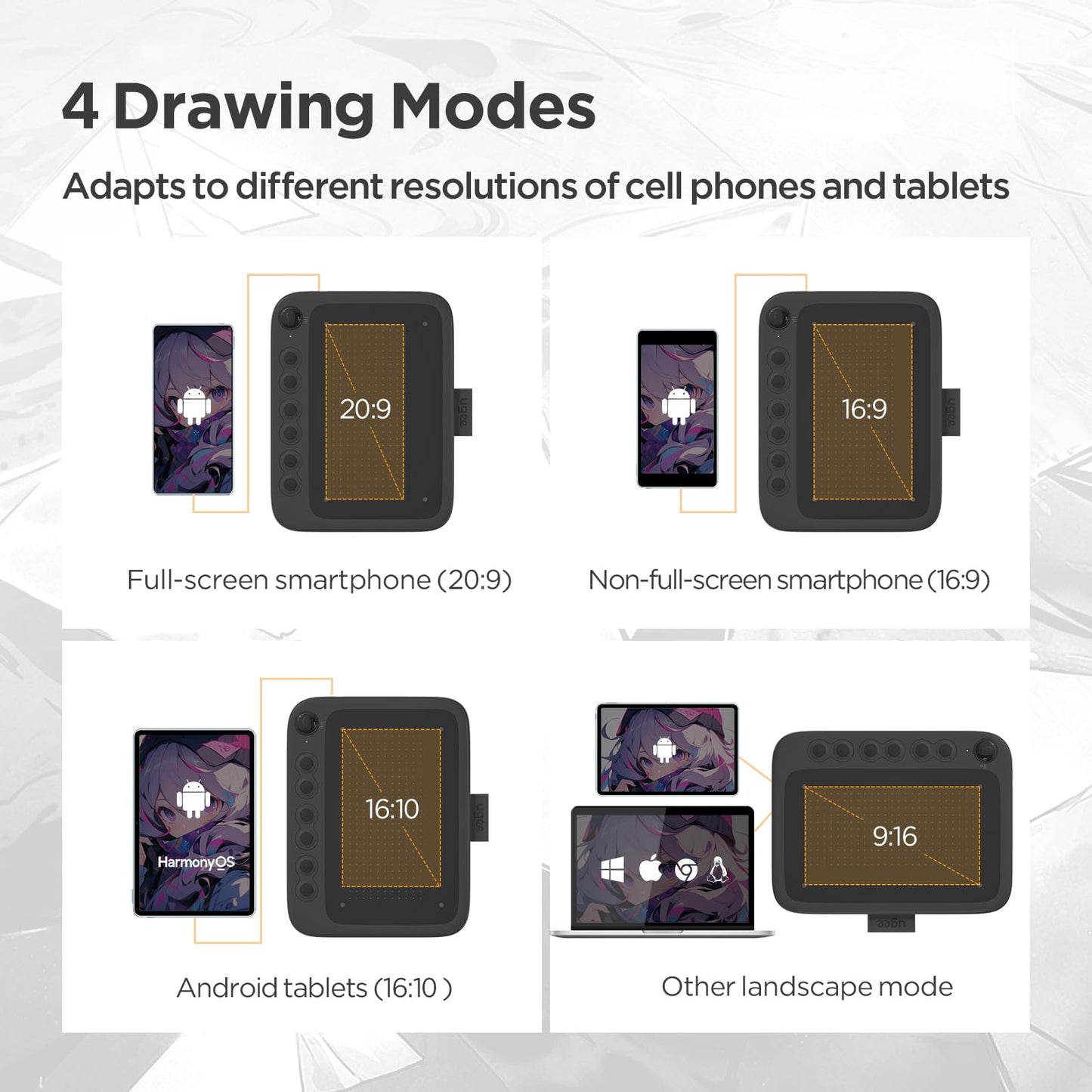 UGEE Q6 6.5x4 inch Drawing Tablet for Android Phone with 6 Hot Keys,Graphic Tablet Adjustable Drawing Mode Writing Tablet Mobile Drawing/Online Class/Office Notes Compatible with Mac/Windows/Chrome