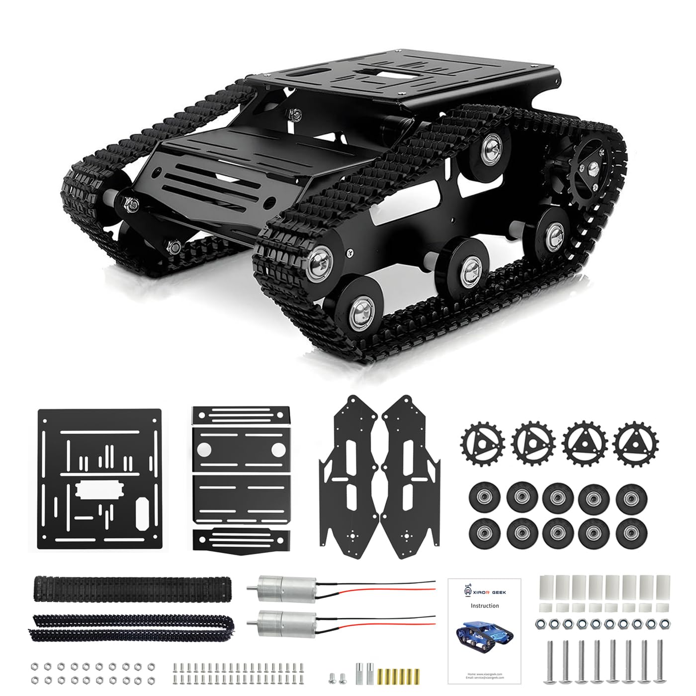 YonPhsy Robot Tracked Tank Car Chassis, Shock Absorbing Robot Chassis Full-Metal Robotic Moving Platform Track for Raspberry Pi Arduino Jetson Microb DIY Maker Smart Car Learning Kit