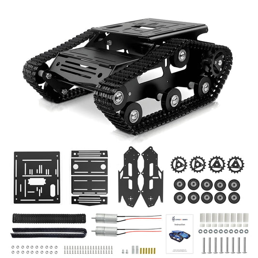 YonPhsy Robot Tracked Tank Car Chassis, Shock Absorbing Robot Chassis Full-Metal Robotic Moving Platform Track for Raspberry Pi Arduino Jetson Microb DIY Maker Smart Car Learning Kit