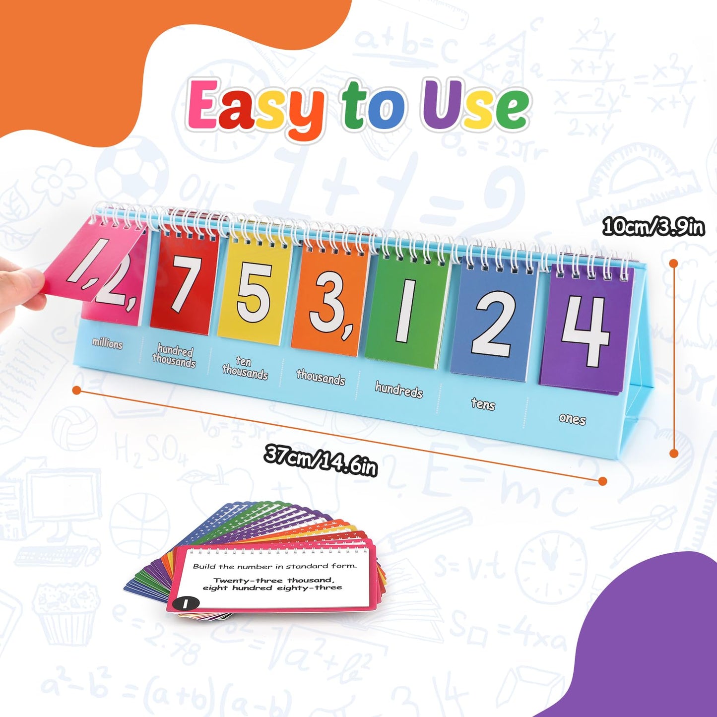 Aizweb Student Place Value Flip Chart,Math Manipulatives,Double-Sided with Whole Number & Decimals,1st 2nd 3rd Grade Classroom Must Haves,Homeschool Teacher Back to School Supplies Teaching Essentials