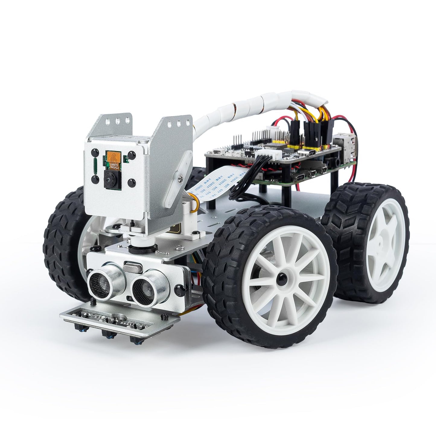 SunFounder Picar-X AI Video Robot Car Kit for Raspberry Pi 5/4/3B+/Zero 2w, LLMs ChatGPT-4o/Gemini/Grok, Voice&Video Recognition, Python, Scratch, Camera, Batterry (RPI NOT Included)