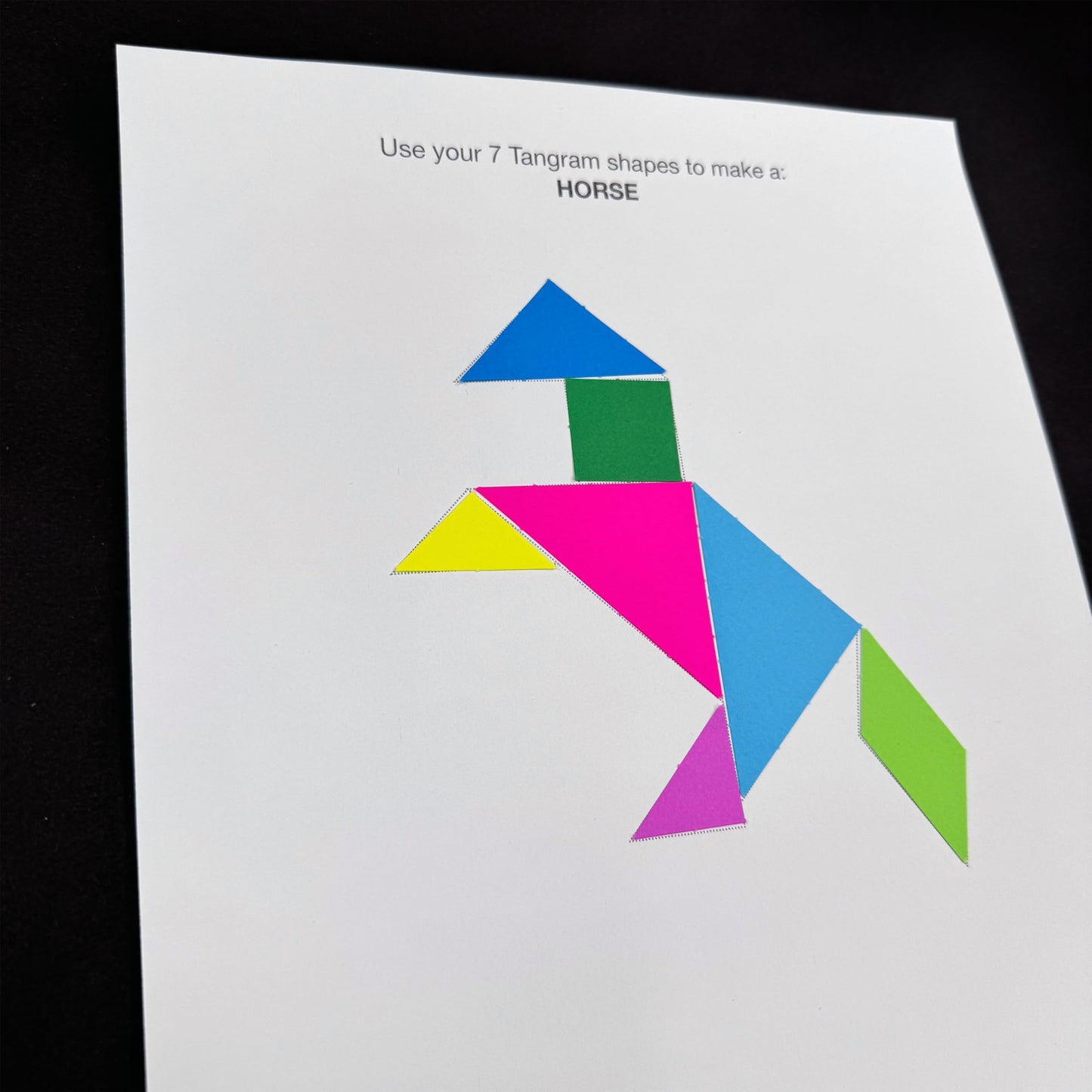 714 Pcs Tangram Shapes Easy Punch-Out Math Manipulatives for Learning Multicolor Triangles, Squares, Parallellograms Easy-Punch Paper Shape Cutouts in 7 Bright Colors US Made Card Stock