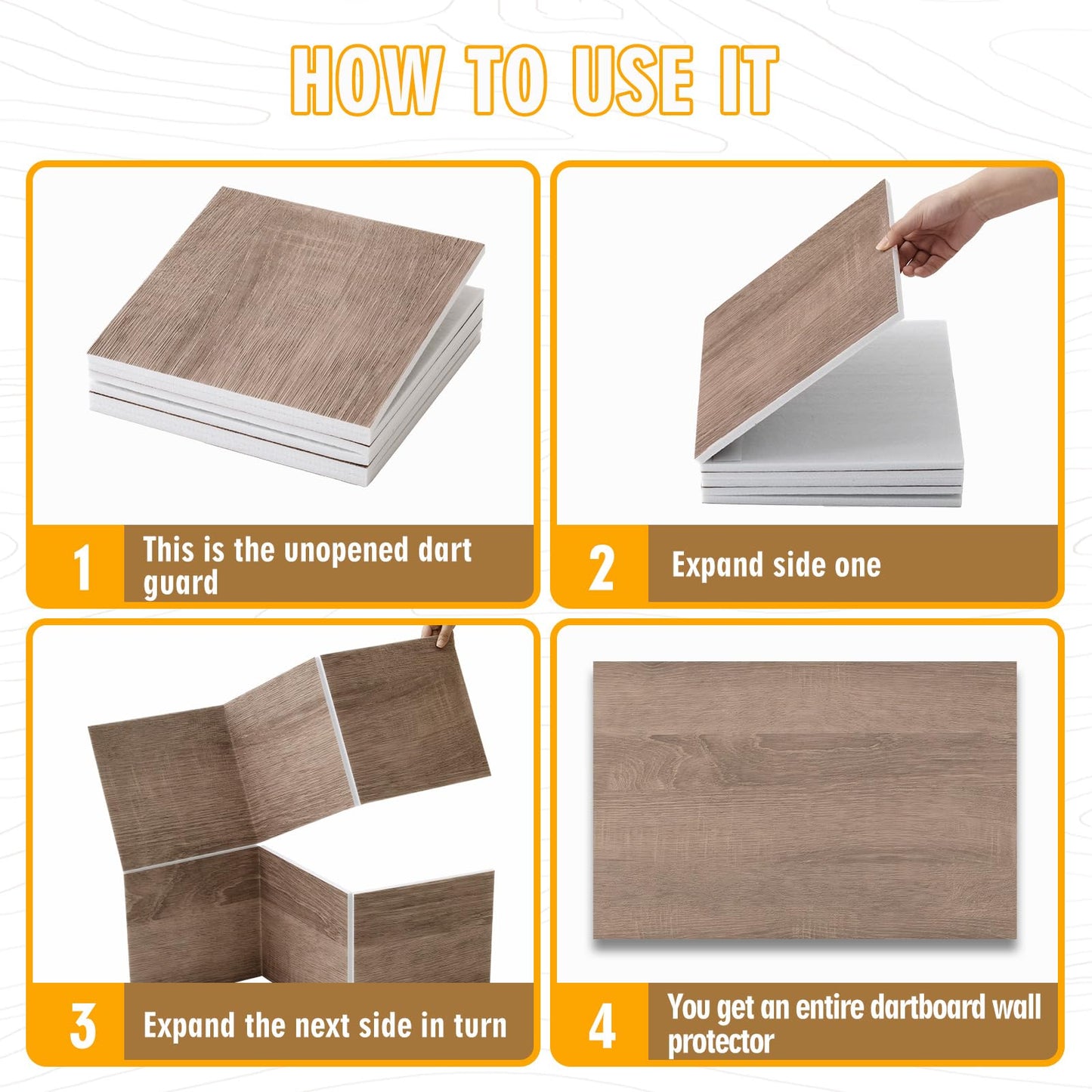 Hahafelt 36 × 24 × 0.5 Inch Felt Wood Grain Dart Board Wall Protectors Square Dart Board Backing Tiles Dartboard Backboard Cork Backboards Alternative (Gray Brown Grain)