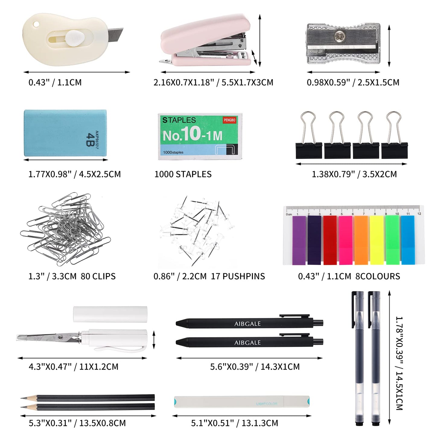 123 Pcs Office Supplies Kit with Desk Organizers, Office Stationery Set, Mini Office Supply Kit Includes Stapler, Paper Clips, Push Pins, Highlighters for Desktop Accessories Set, School Supplies