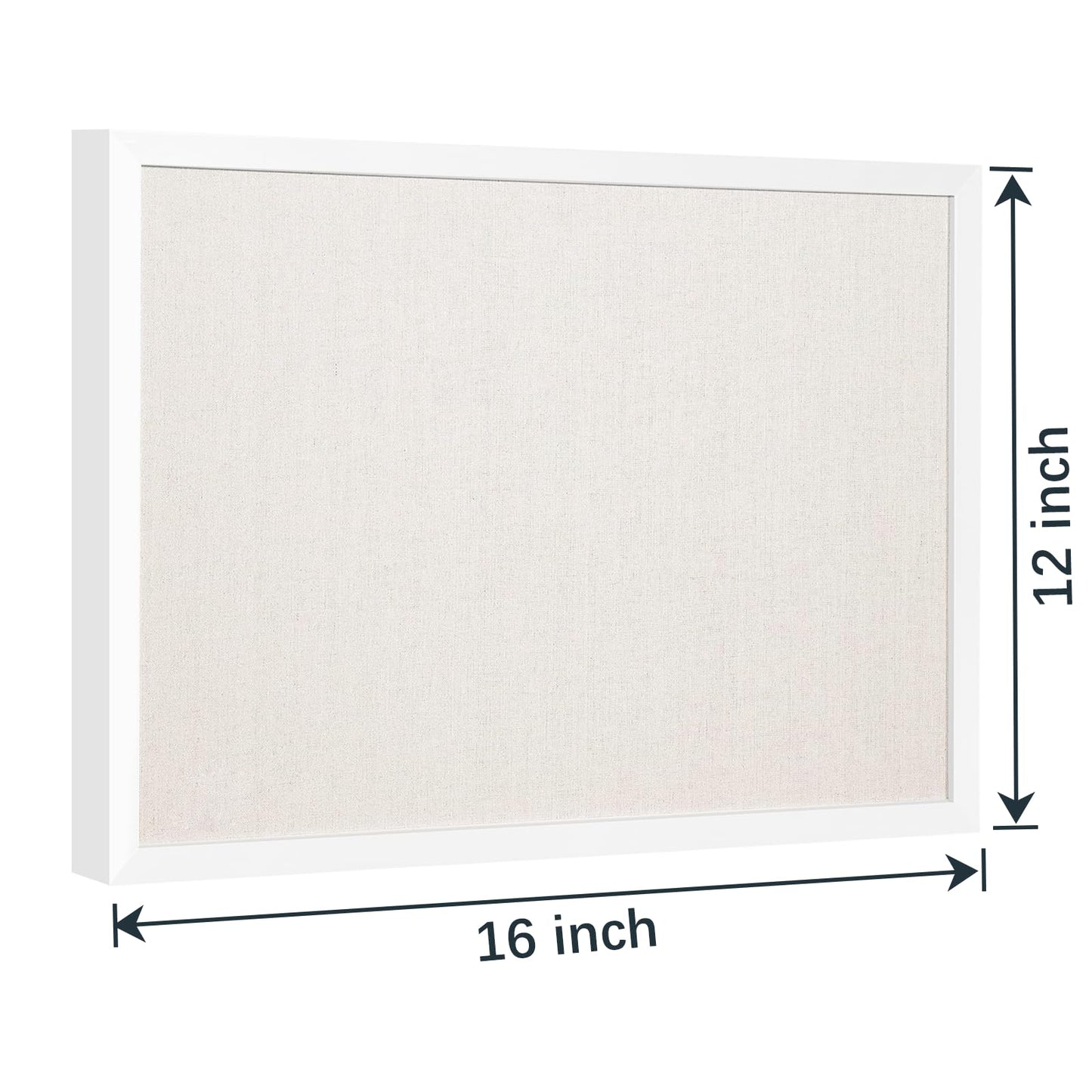 OWLKELA 12"x16" inch Bulletin Board with Linen, White Wood Style Frame, with 10 Pushpins, Linen Cork Board, Ideal for School, Home & Office