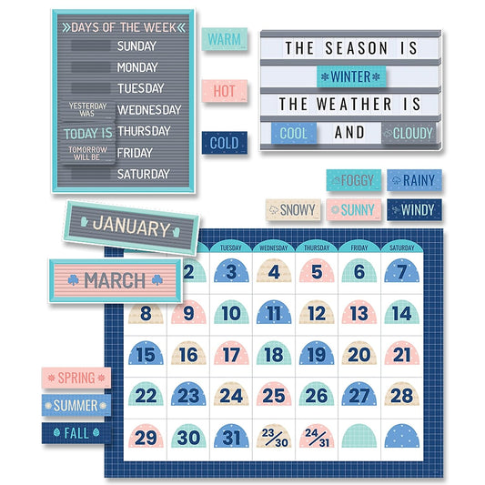 CTP Calm and Cool Calendar Set Bulletin Board, Classroom Decoration, 67 Pieces (Creative Teaching Press 8595)
