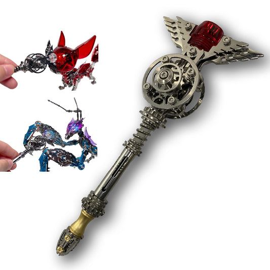 Metalkitor 3D Metal Puzzles for Adults, Magic Wand for Metalkitor Giant Mantis and Fox Model- Steampunk DIY Ornament - Assembly Jigsaw Crafts Brain Teaser - Perfect Desk Decor and Gift Choice(100+PCS)