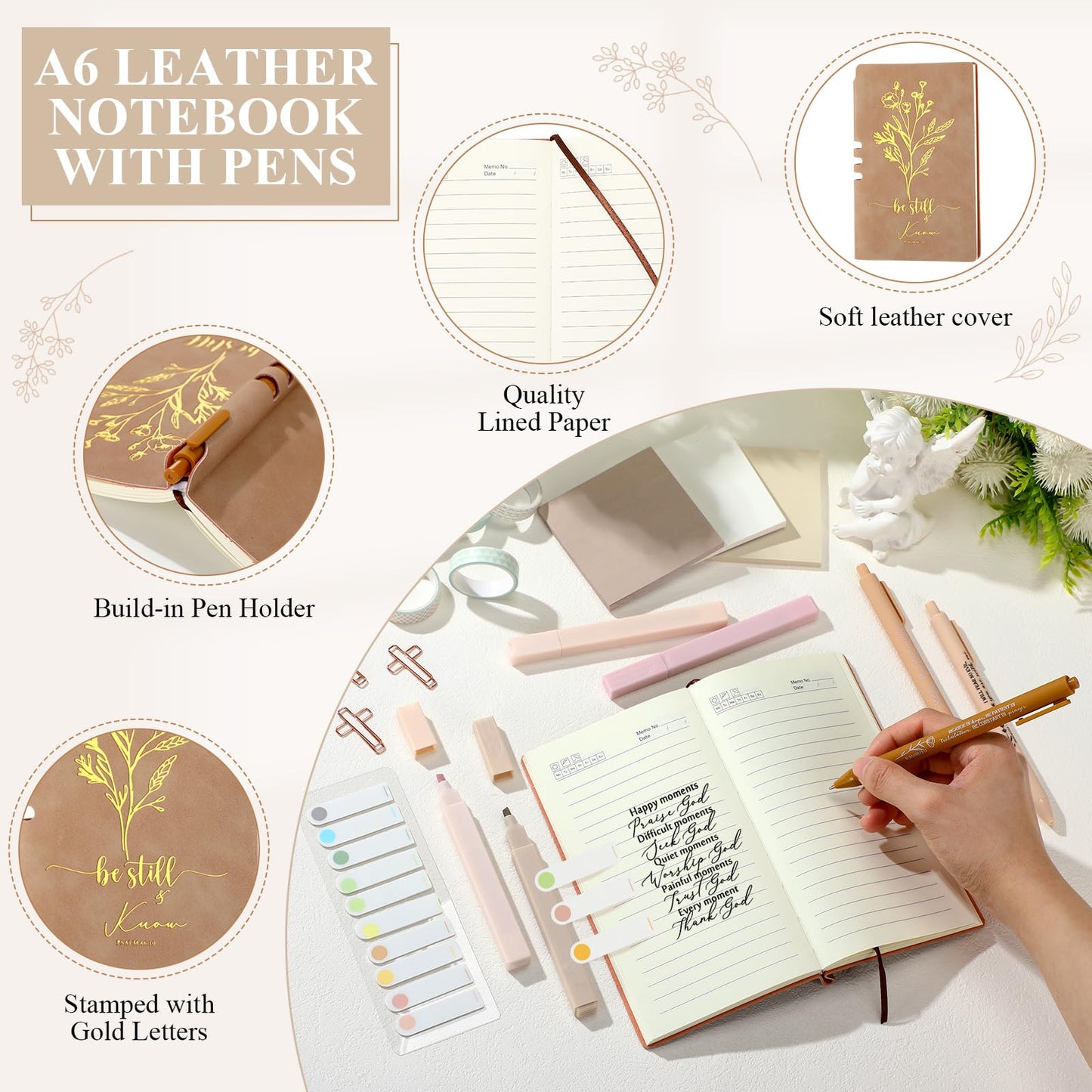 Patelai 29 Pcs Bible Study Supplies Journaling Kit with Christian Cup Tote Bag for Women Gifts Set Pastor Wife Friend Sister Church Religious Sunday School Birthday Gifts(White)