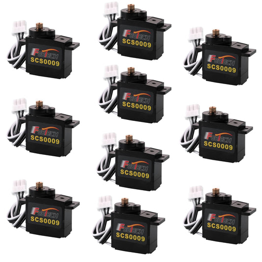 RCmall SCS0009 Serial Bus Servo Kit SCS0009 2.3KG Micro Servo Metal Gear w/300° Encoder TTL/RS485 for Robot Arm, RC Helicopter, Arduino, STEAM (10 Servos)