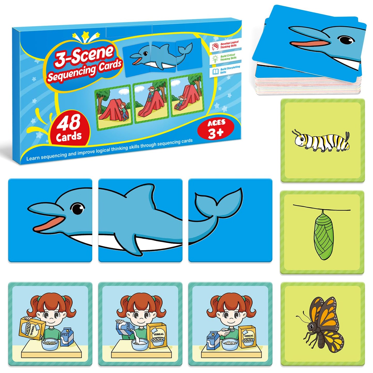 Kasfalci Sequencing Cards,Sequence Board Game for Kids,Speech Therapy Materials Toys for Autism,Story Storytelling,Social Skills,Sentence Building,Preschool Learning Activities,Classroom & Homeschool