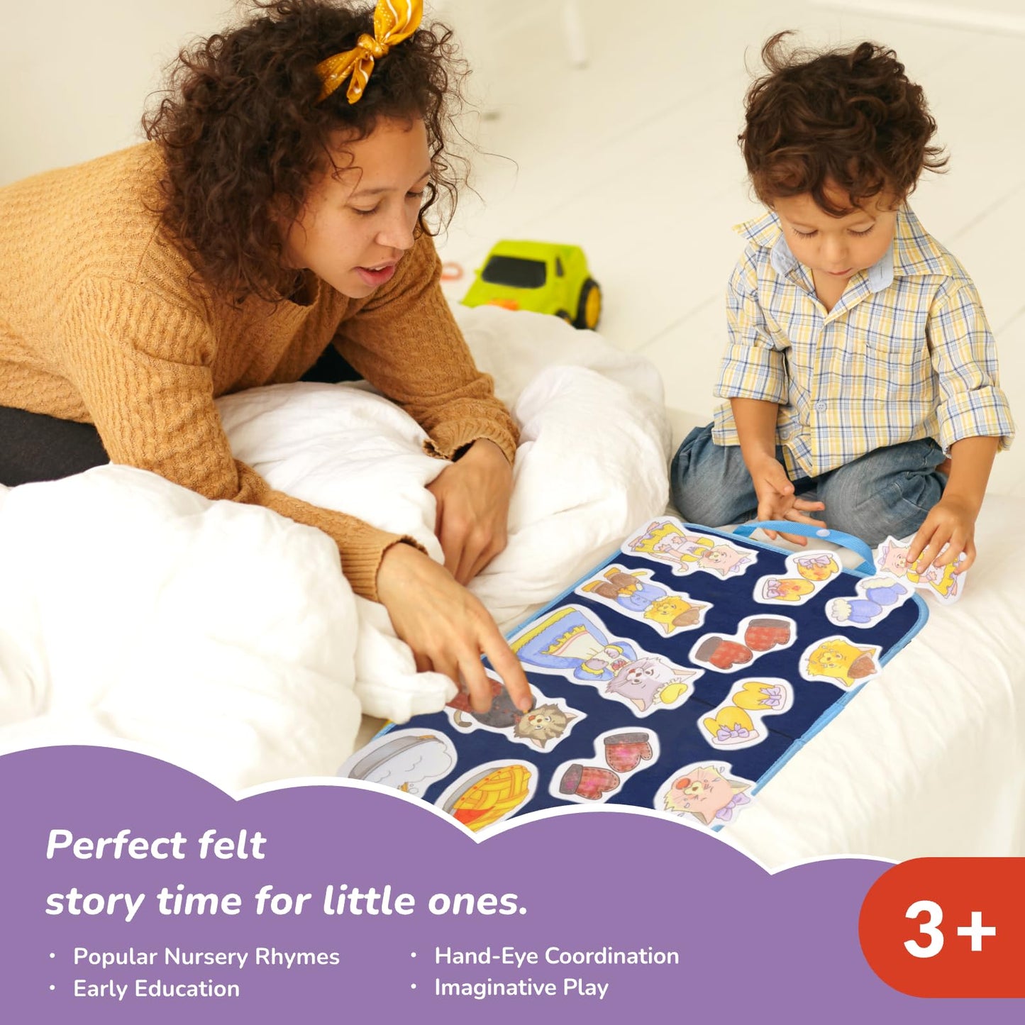 CHEFAN Felt/Flannel Board Story Set, PRECUT Felt Pieces for Preschool Toddlers Circle Time,Three Little Kittens,Old Woman Who Lived in Shoe,Little Miss Muffet,Jack and Jill