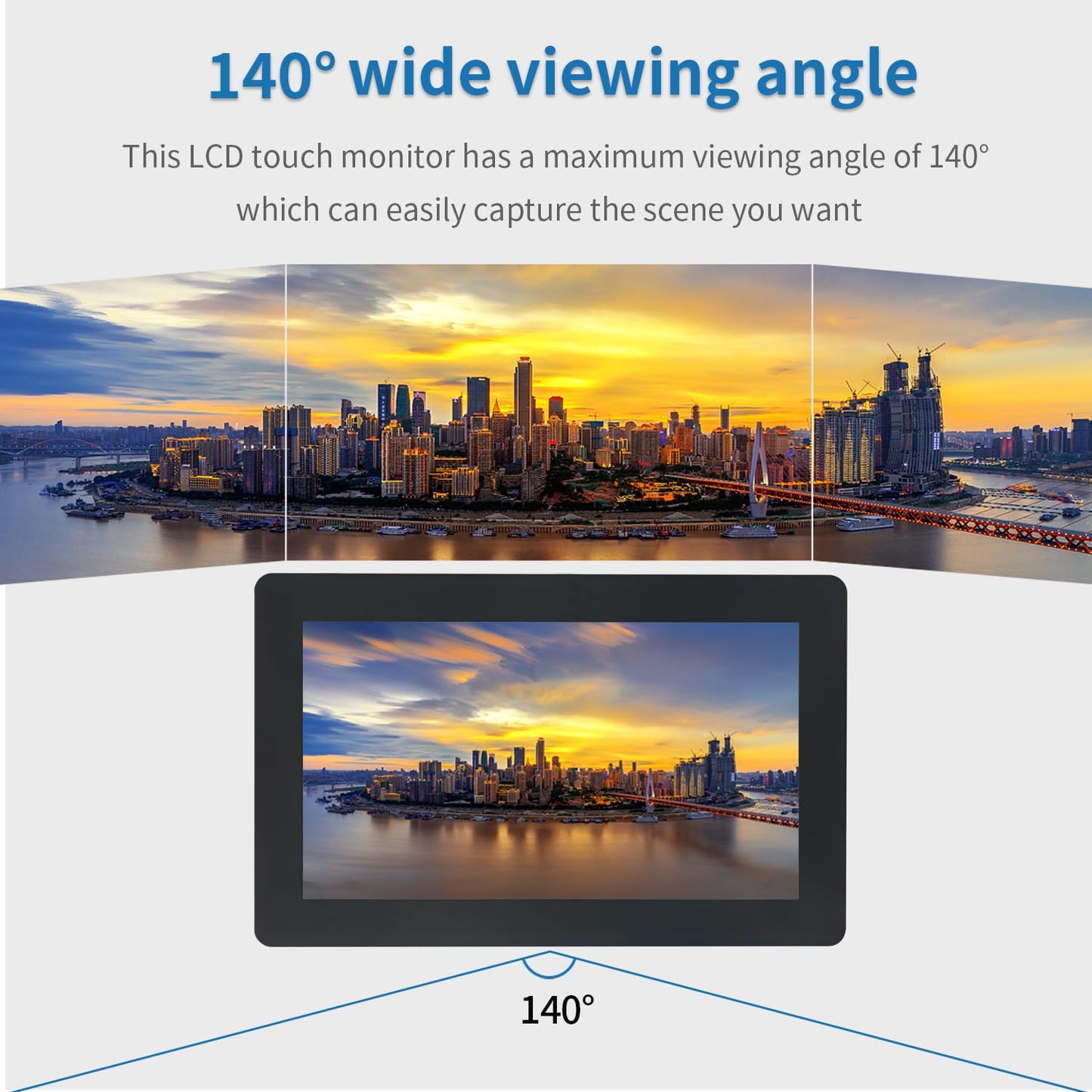 Qcvoruno 7 inch Touch Security Monitor & Displays, HD/BNC/AV/VGA/USB Input, 1024 * 600 Resolution, Built-in Dual Speakers Portable LCD Touch Monitor, Suitable for Game PC DVD DSLR CCTV