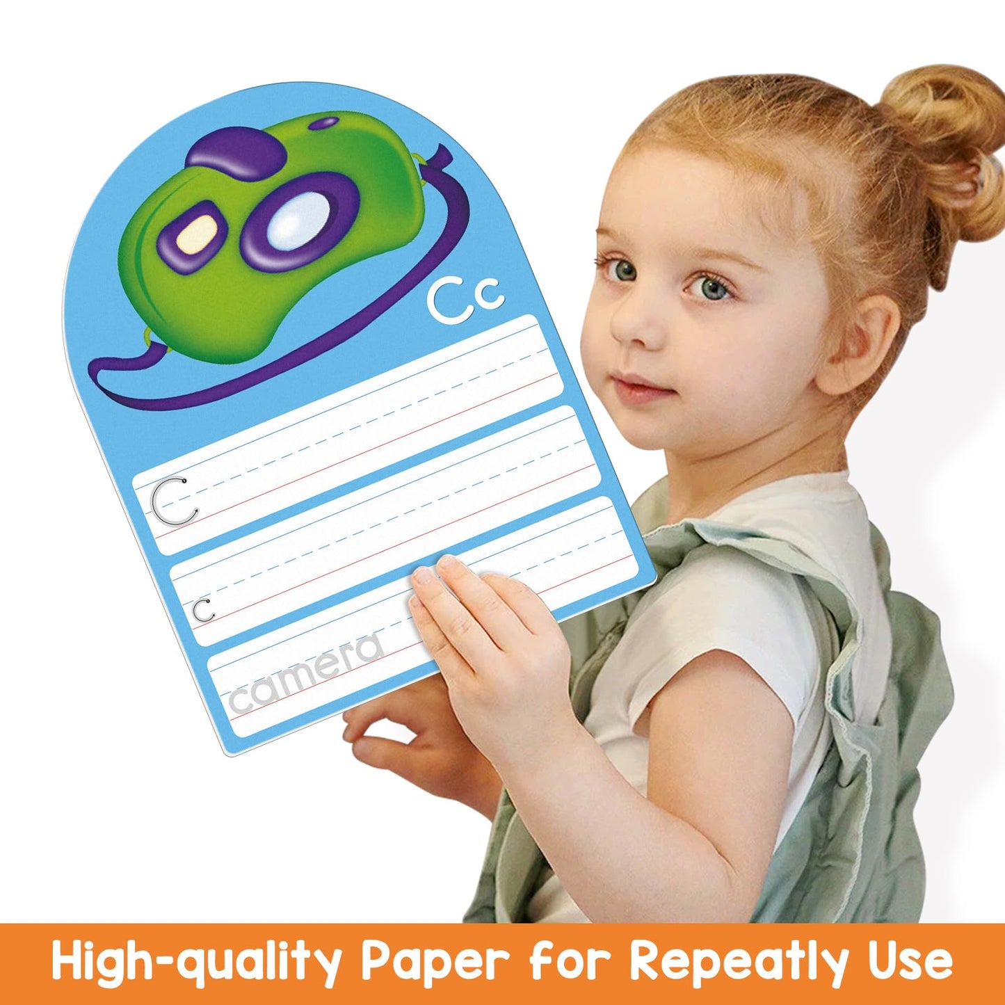 Alphabet Writing Practice Cards, Handwriting Letter Educational for Kindergarten & Grade 1-3, Double-Sided Printing for Trace Uppercase Lowercase Letters, 13 Dry Erase Cards, 26 Pages