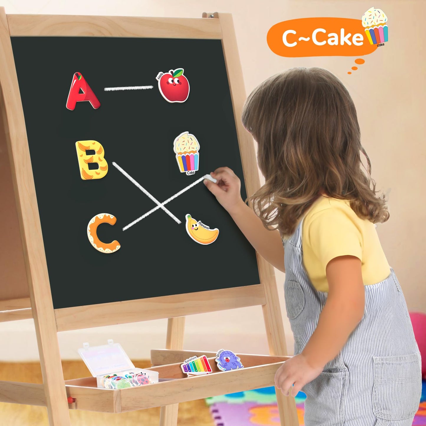 JoyCat Kids Magnets – 26 Cute Objects, Alphabet Uppercase Letters, and 0-9 Numbers, Math Fridge Magnets for Toddlers, Fun Educational Spelling Learning Gift for Toddlers & Kids