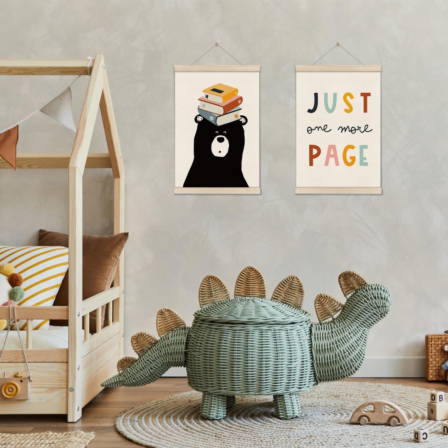 DOI-LANEE Reading Corner Decor for Classroom, 2 PCS Reading Wall Art, Nursery Posters Hanger Frame, Cute Classroom Decor 16x12 Inch, Learning Canvas Wall Art Playroom