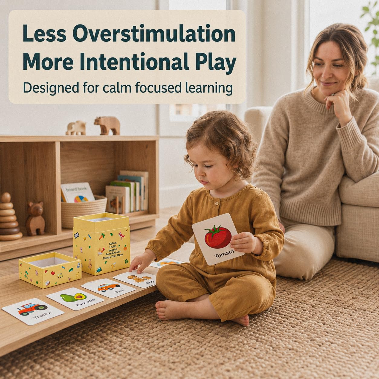 Flash Cards for Toddlers 1–3 – 55 Thick & Durable Learning Flashcards, First Words, Real-Life Images, Montessori Toy 12+ Months