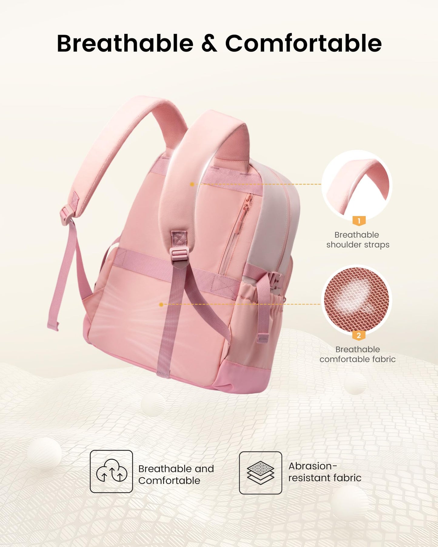 LOVEVOOK Laptop Backpack for Women with Large Cup Holder,15.6 Inch DIY Design Travel Work Backpack Computer Laptop Bag,Waterproof Nurse Teacher College Backpack Purse,Gifts for Women Men,Beige-Khaki