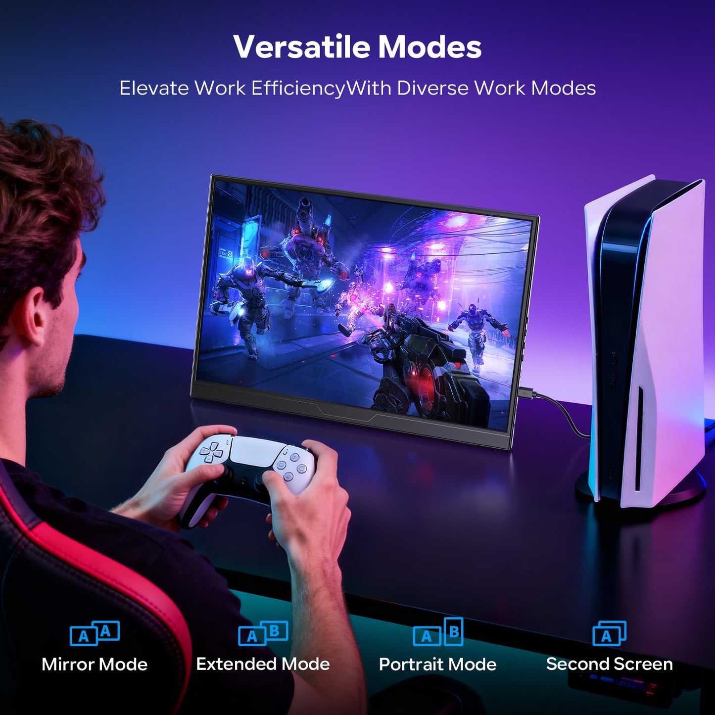 Dopesplay 120Hz Portable Gaming Monitor 16" 1200P FHD 100% sRGB Portable Display with Adjustable Stand, USB-C & HDMI External Monitor & Travel Screen for Laptop Mac PC Phone Xbox PS5 Switch