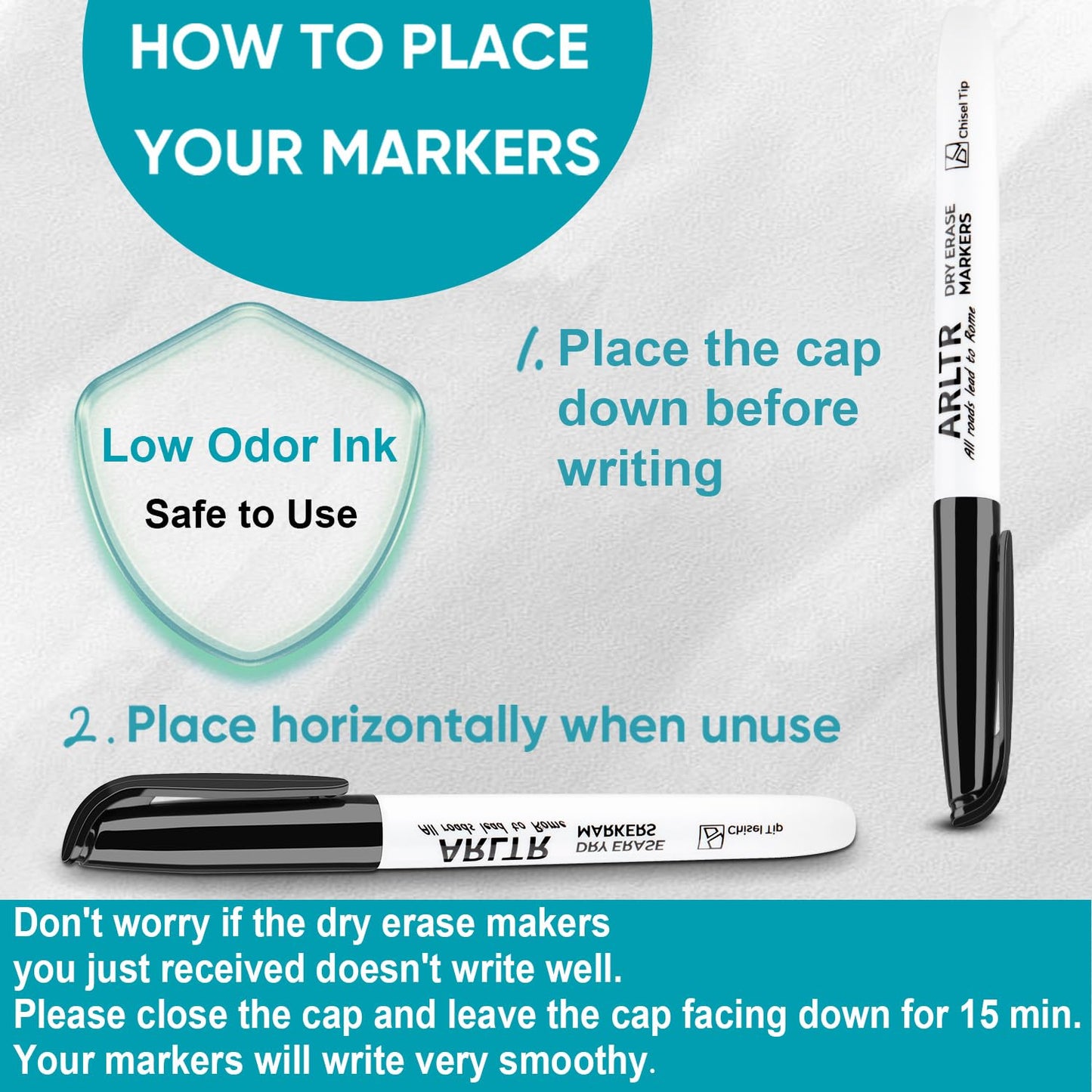 ARLTR Dry Erase Marker Bulk Set, 108 Count, Black and White, Chisel Tip, Low Odor, For Office Use