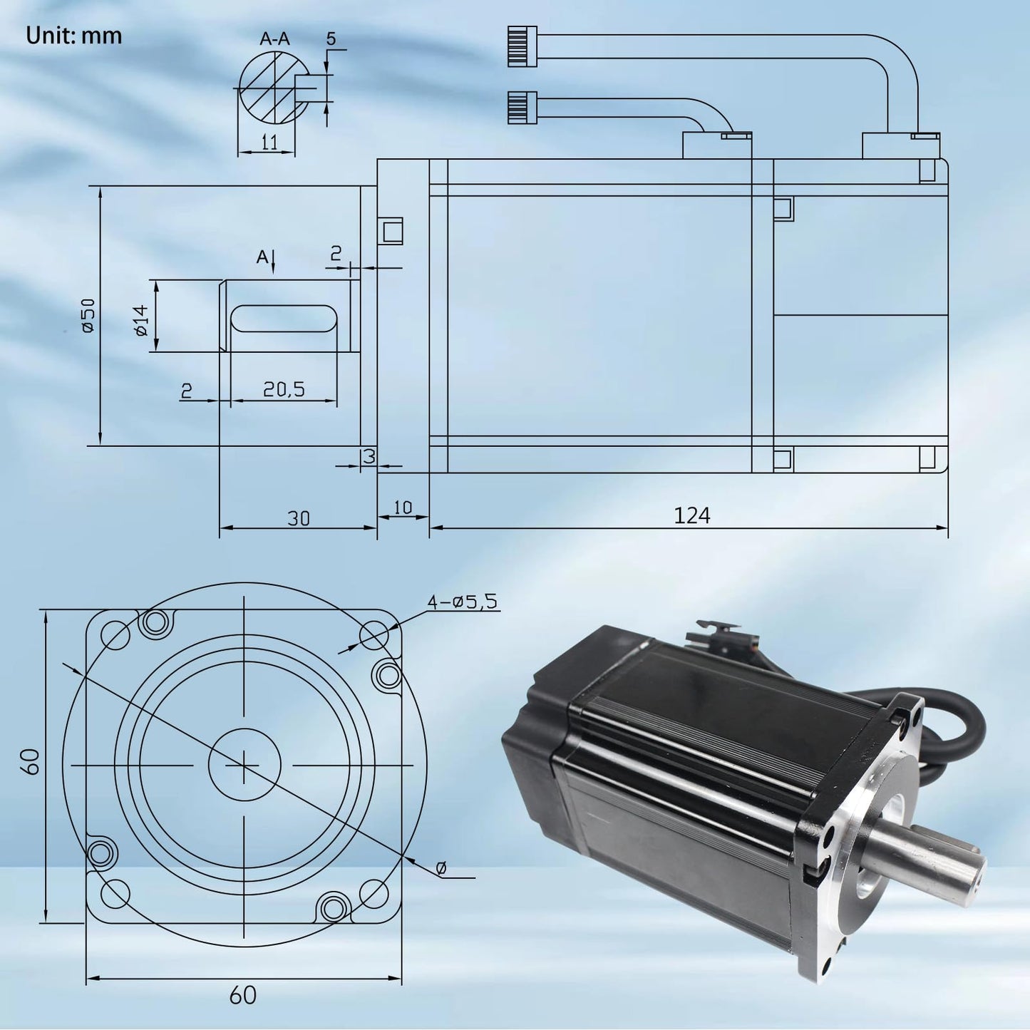 RATTMMOTOR YPMC-600W 220V Servo Motor Kit with Servo Motor Driver, CNC Controller Kit for CNC Engraver Milling Machine/Robot (Without Brake)