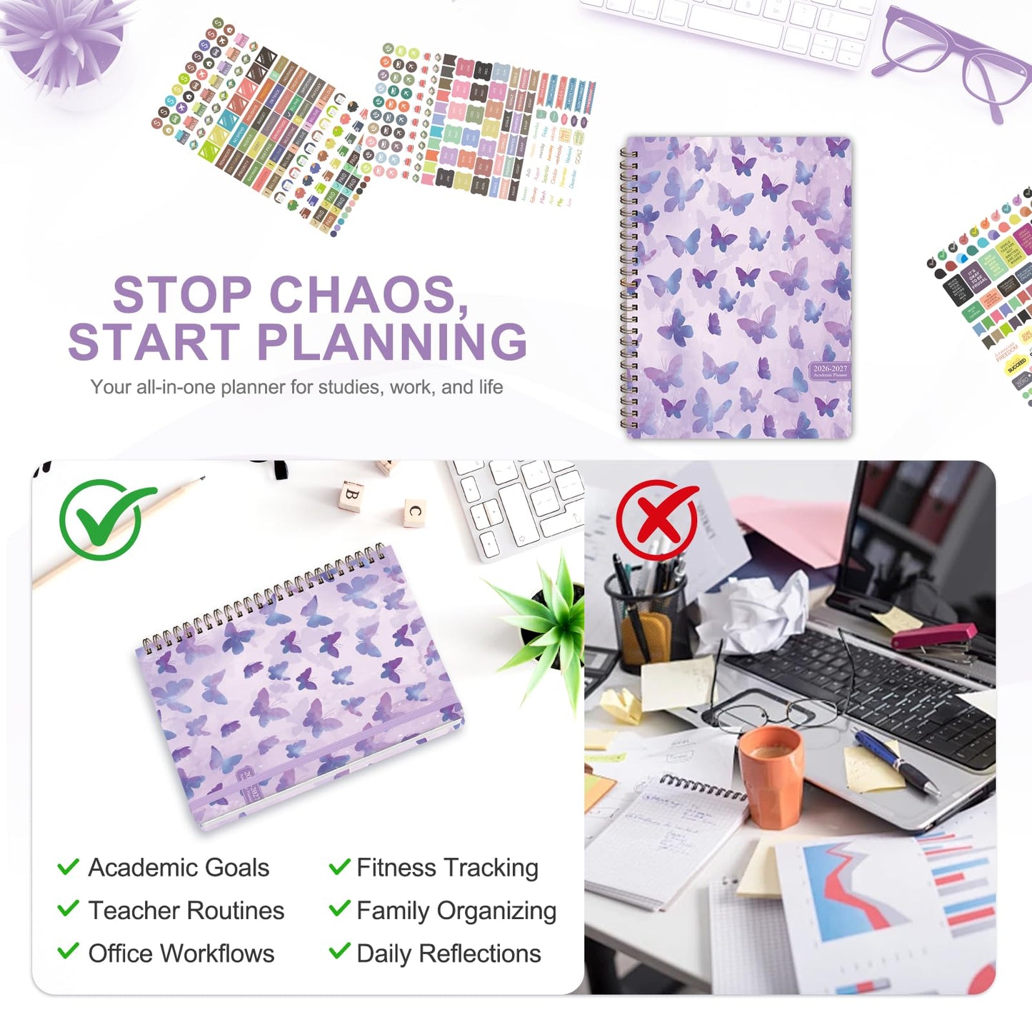 Planner 2026-2027, Weekly and Monthly Academic Planner, July 2026 - June 2027, Hardcover Calendar Agenda Book for School Year Planning, School Supplies for Teacher and Student, A5(6.3'' x 8.5'')