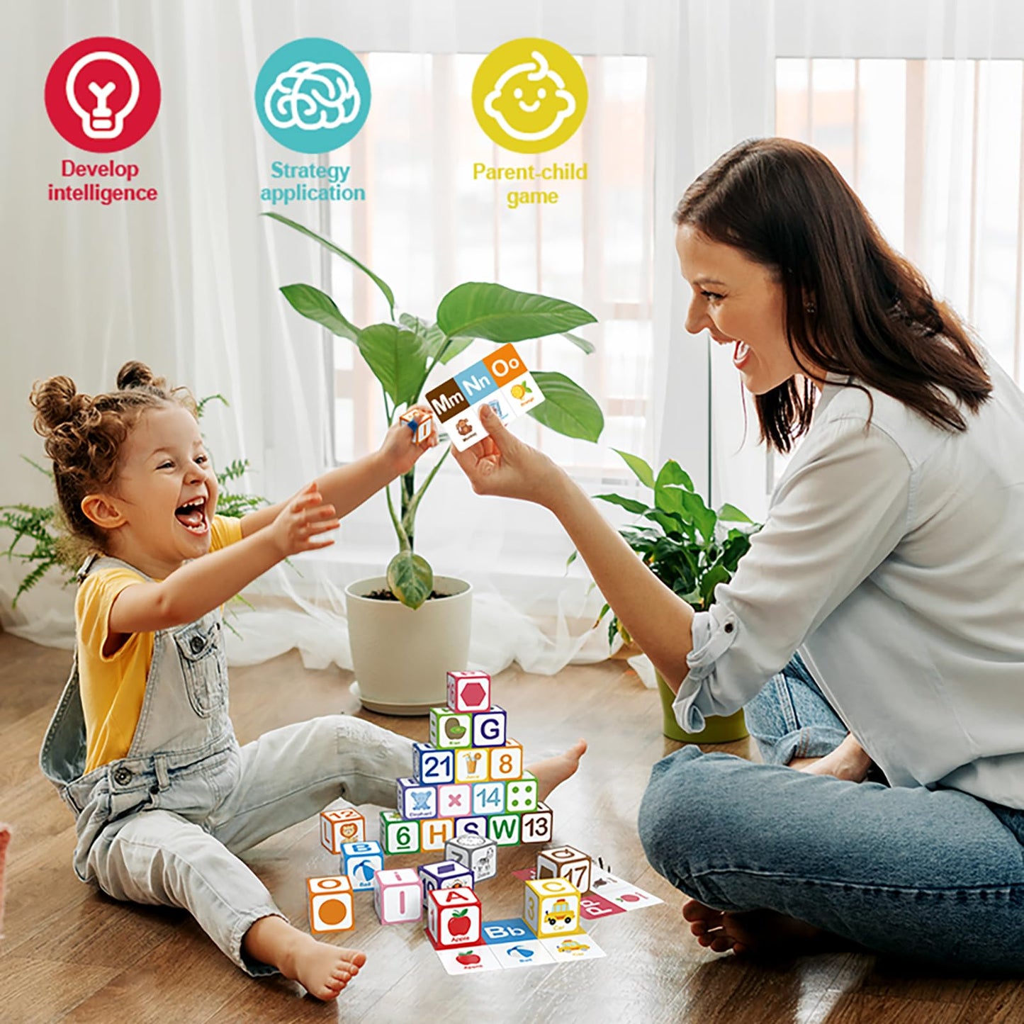 ElapseGlow Magnetic Alphabet Blocks for Toddlers 1-3, 26 PCS ABC & Number Stacking Blocks with 9 Learning Cards, Educational Montessori STEM Toys for Kids Ages 3+ ，MontessoriToys for Boys Girls Gifts