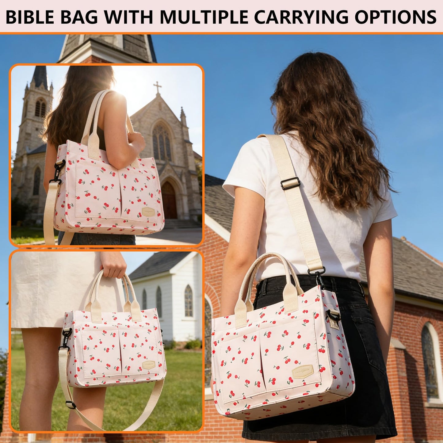 Cdnixwm Pink Bible Study Journaling Kit with Bag for Women, Annotation Kit with Highlighters and Pens, Pencil Case, Emergency Numbers, Notebook and More, Christian Gifts for Bible Study (White-L)
