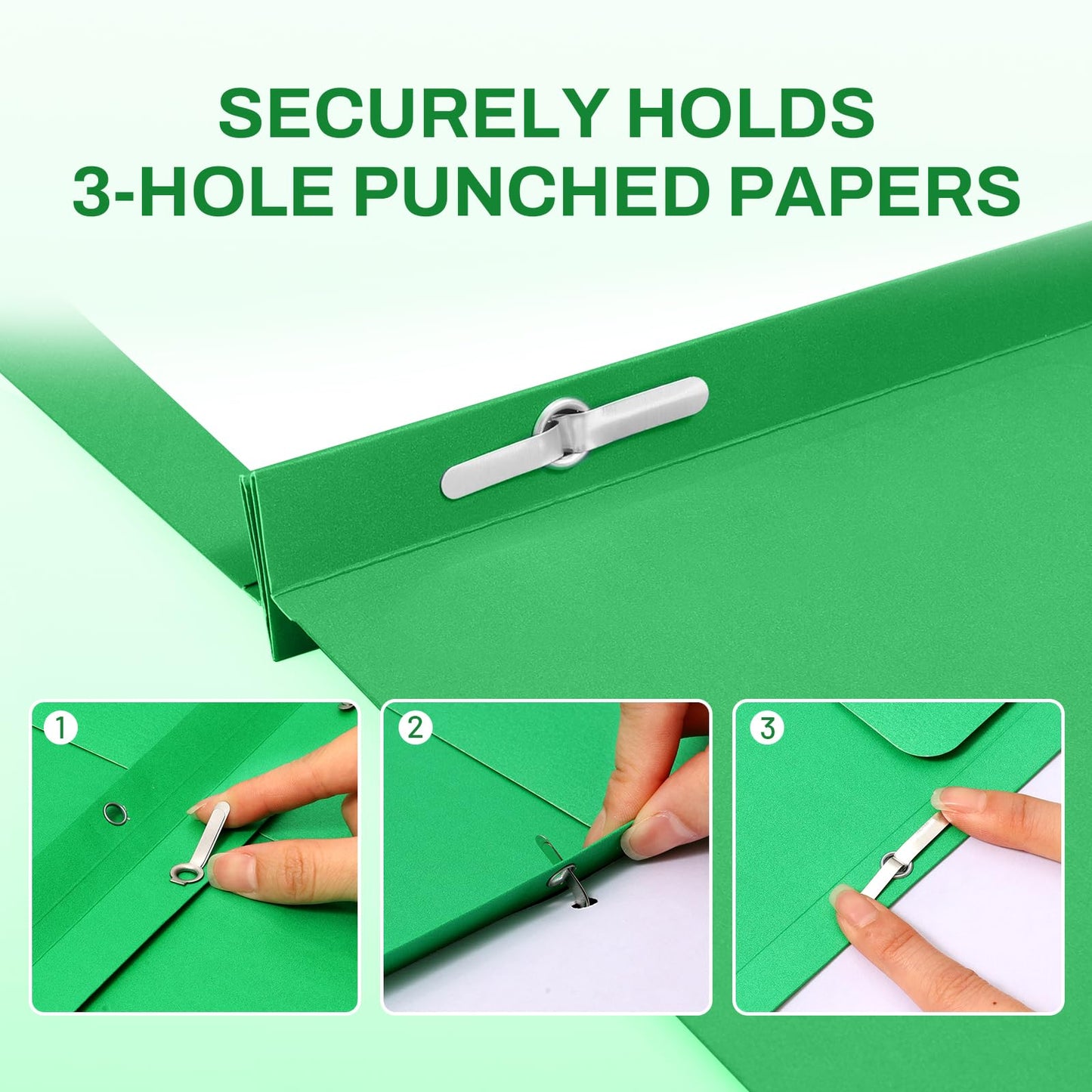 SUNEE 2 Pocket Folders with Prongs (25 Pack, Green), Paper Folders with 2 Pockets and 3 Prongs Fit Letter Size Paper, Folders with Prongs for School Office Home Business