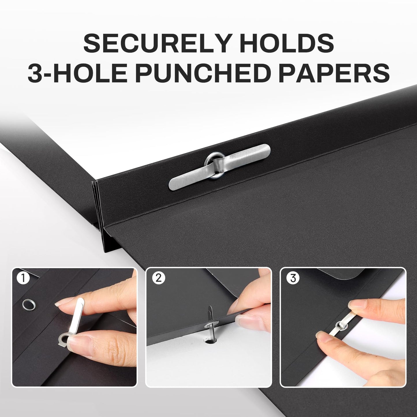 SUNEE 2 Pocket Folders with Prongs (25 Pack, Black), Paper Folders with 2 Pockets and 3 Prongs Fit Letter Size Paper, Folders with Prongs for School Office Home Business