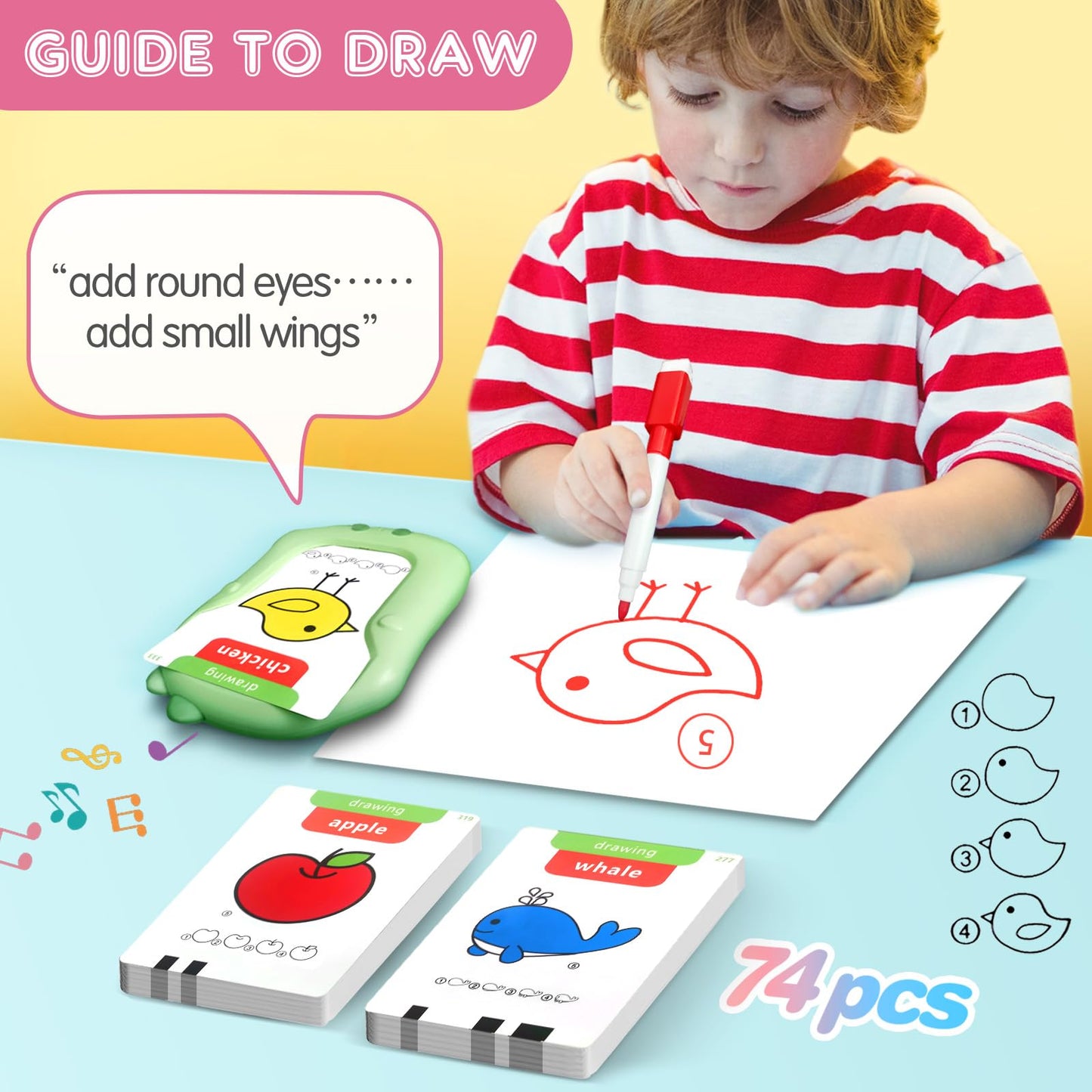 Toddler Toys Talking Flash Cards With Drawing for Toddlers 3-8 Years, 224 Sight Words for Montessori Learning, Pocket Speech Therapy & Autism Sensory Toys for Kids Educational Flashcards for Boys Gift
