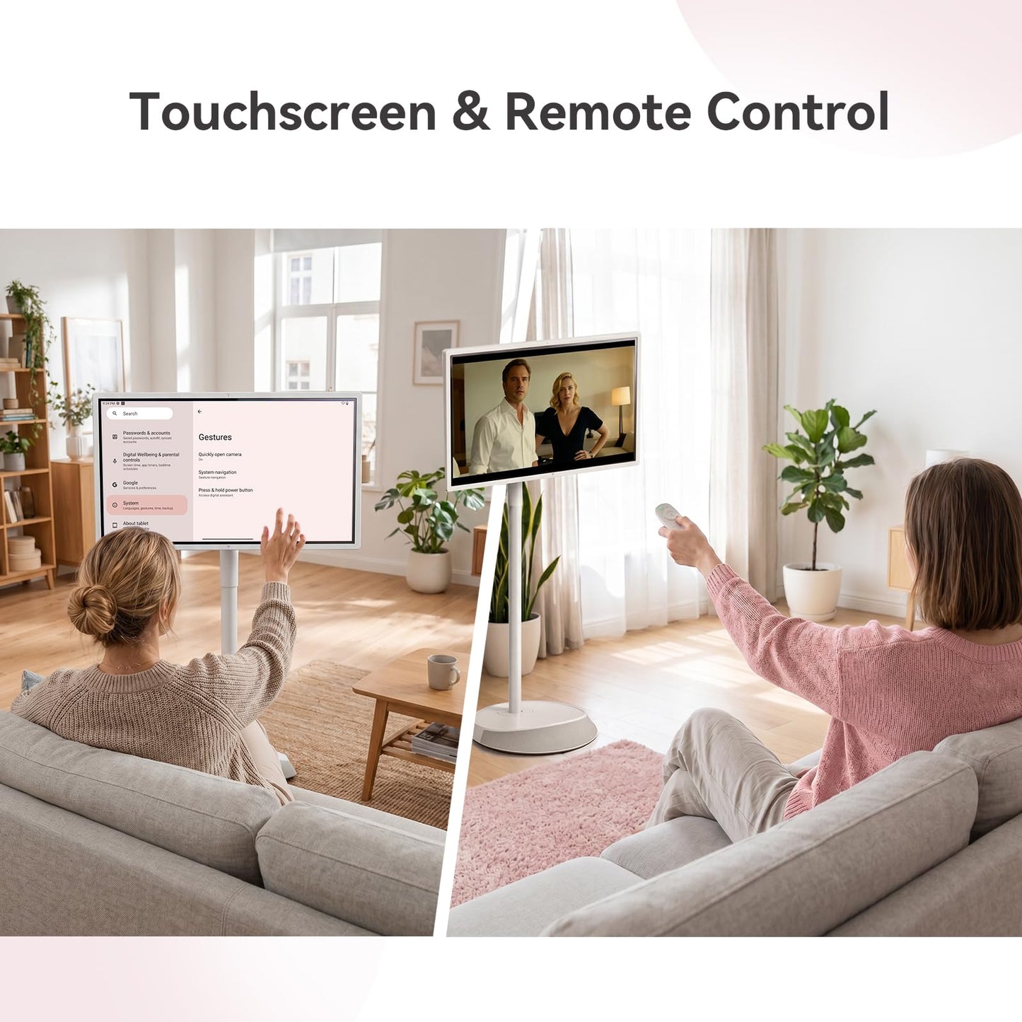 KTC 32" 4K Smart Portable TV MEGAPAD, Google EDLA Certified, UHD Touchscreen Rolling TV on Wheels with Speaker & Camera, 16G RAM+256G Storage, Built-in Battery, Full Swivel Rotation, Remote Control