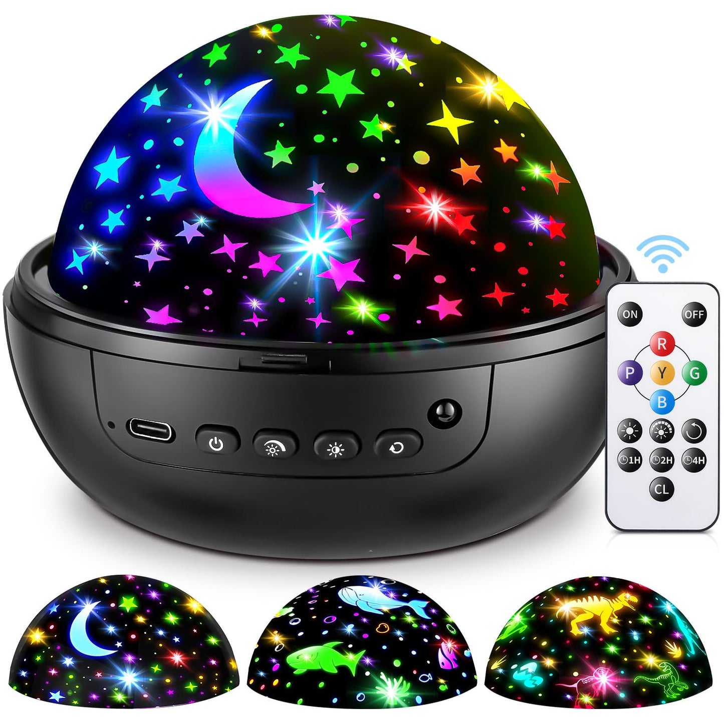 COOLNIGHT Night Light Projector for Kids, 93 Lighting Modes, Remote Control, Black, Model NLP-Pro