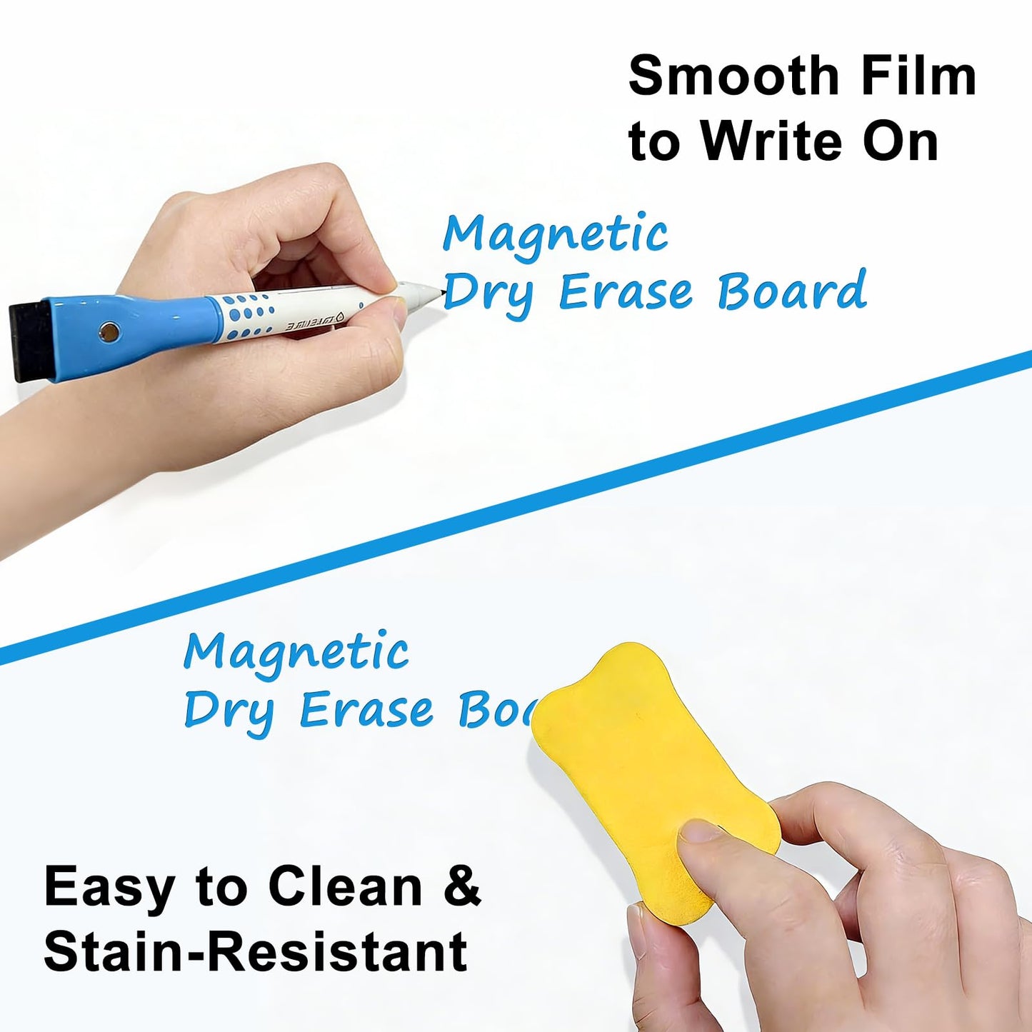 Magnetic Whiteboard for Fridge, 24" x 16" Dry Erase Board Set with Markers & Eraser, Strong Magnet & Stain-Resistant Surface, Fridge Calendar for Notes, Grocery List, Meal Planning & Family Schedule