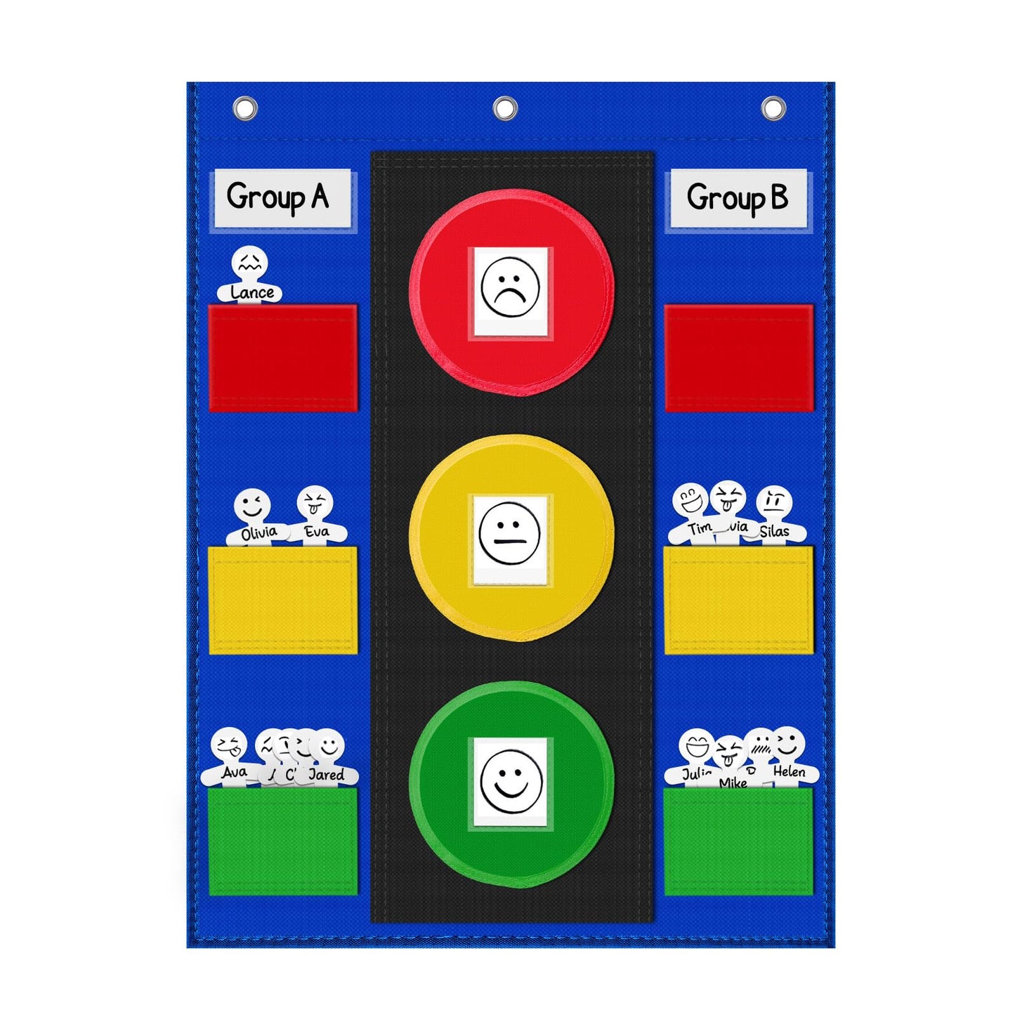 ALSLEA Behavior Chart for Classroom 26"H x 19" W Student Behavior, Emotions, and Group Management Pocket Chart Stoplight Behavior Chart for Kids at Home with 35 Dry Erasable Cards