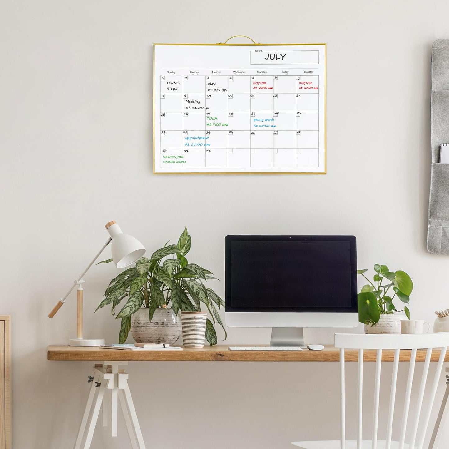 TSJ OFFICE White Board Calendar - 12 X 16 Inches Magnetic Dry Erase Board Monthly Calendar, Double Sided Whiteboard with a Handle, to Do List Notepad for Office, Home, School, Gold Aluminum Frame